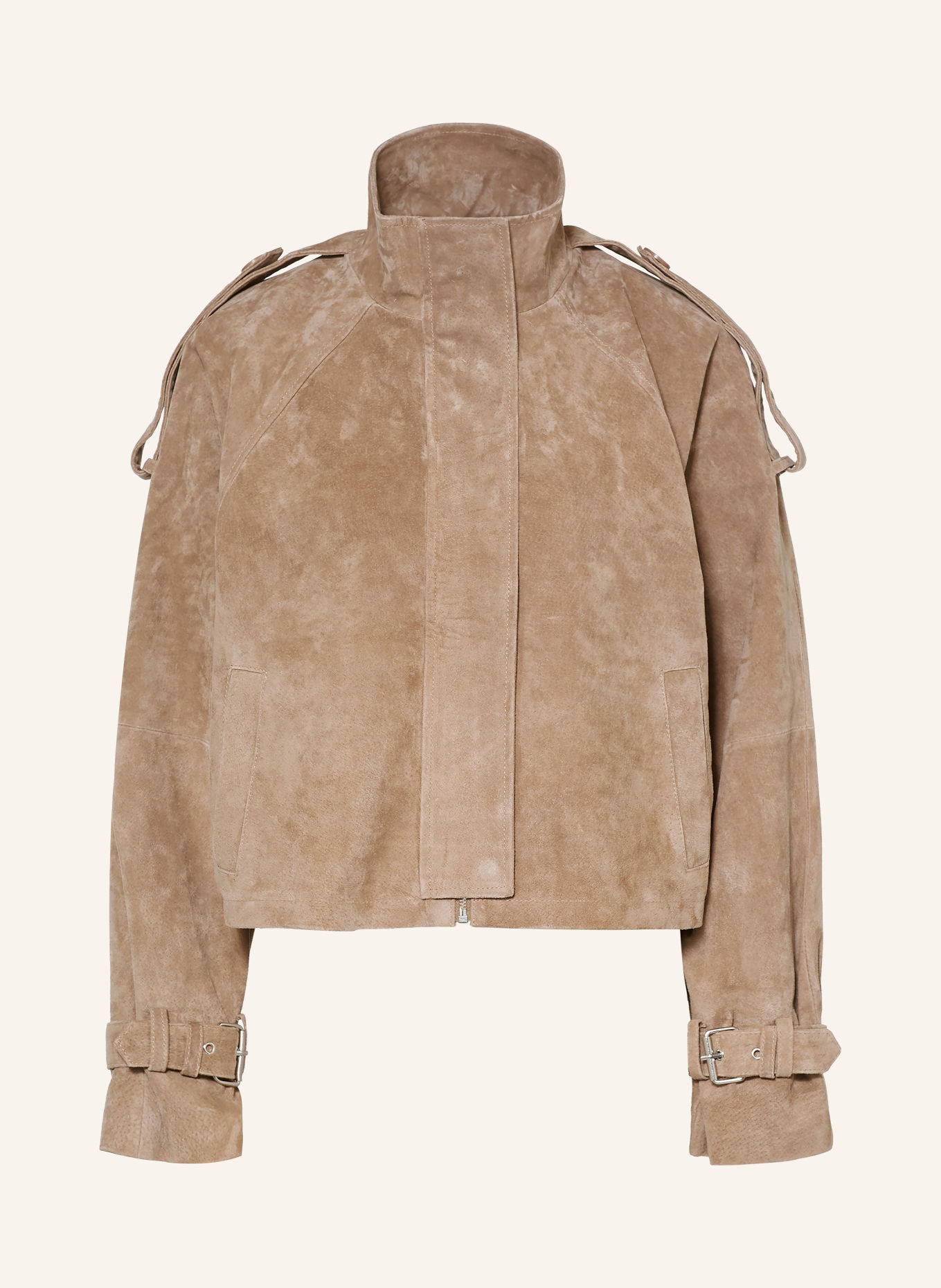 MRS & HUGS Veste en cuir: BEIGE