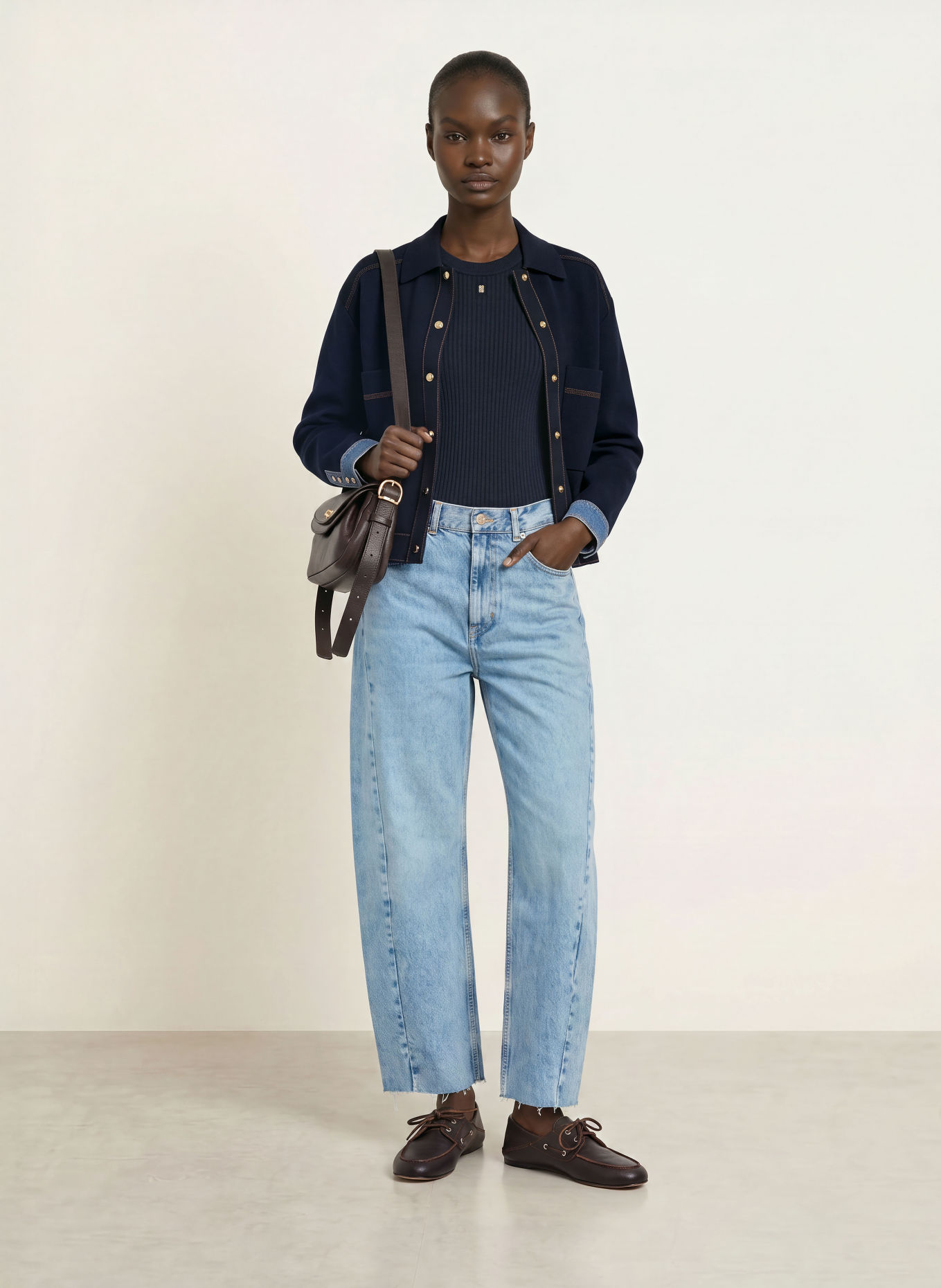 SANDRO Jacke in Jeansoptik im Materialmix: DUNKELBLAU / HELLBLAU