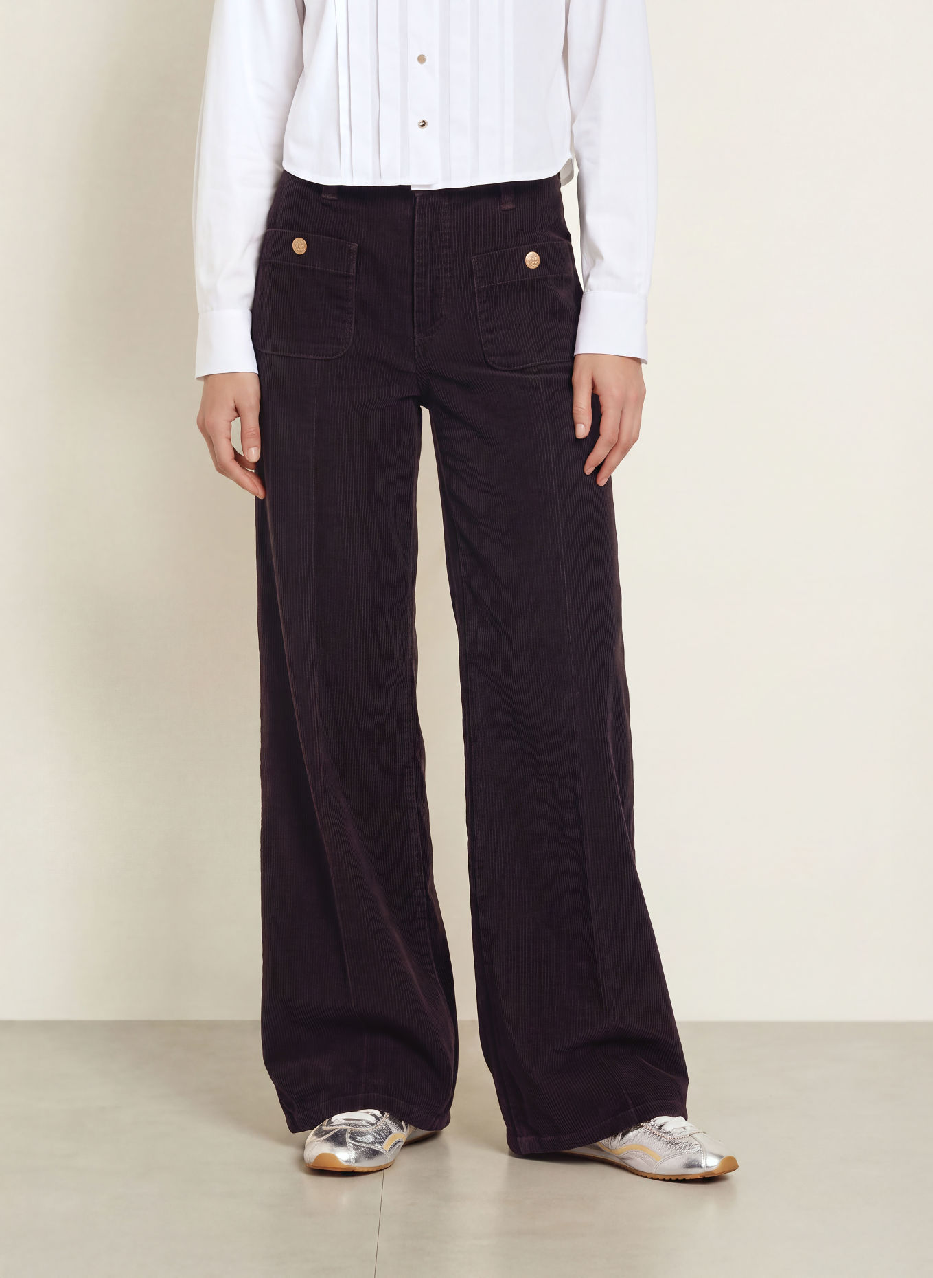 SANDRO Cordhose: DUNKELLILA