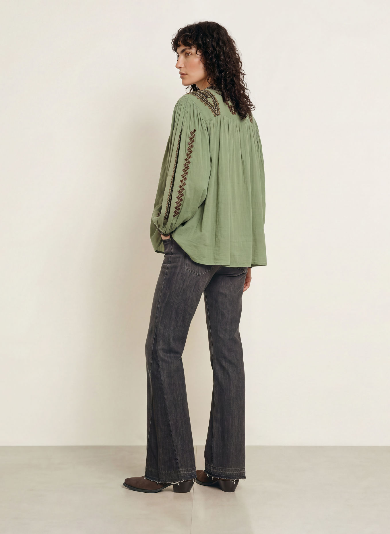 ba&sh Bluse MONA: OLIV / DUNKELBRAUN / SCHWARZ