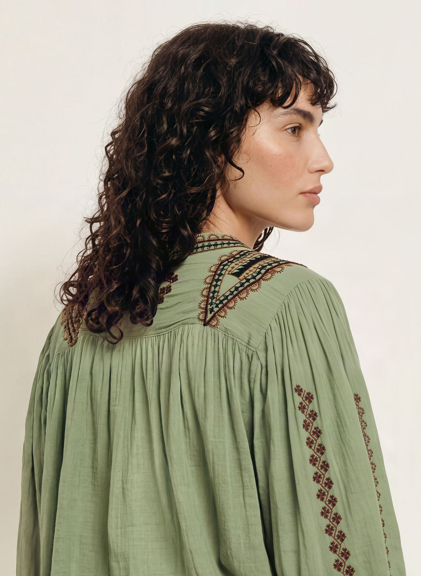 ba&sh Bluse MONA: OLIV / DUNKELBRAUN / SCHWARZ