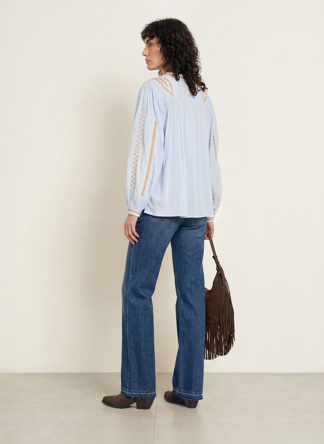 ba&sh Bluse MONA: HELLBLAU / HELLBRAUN / WEISS