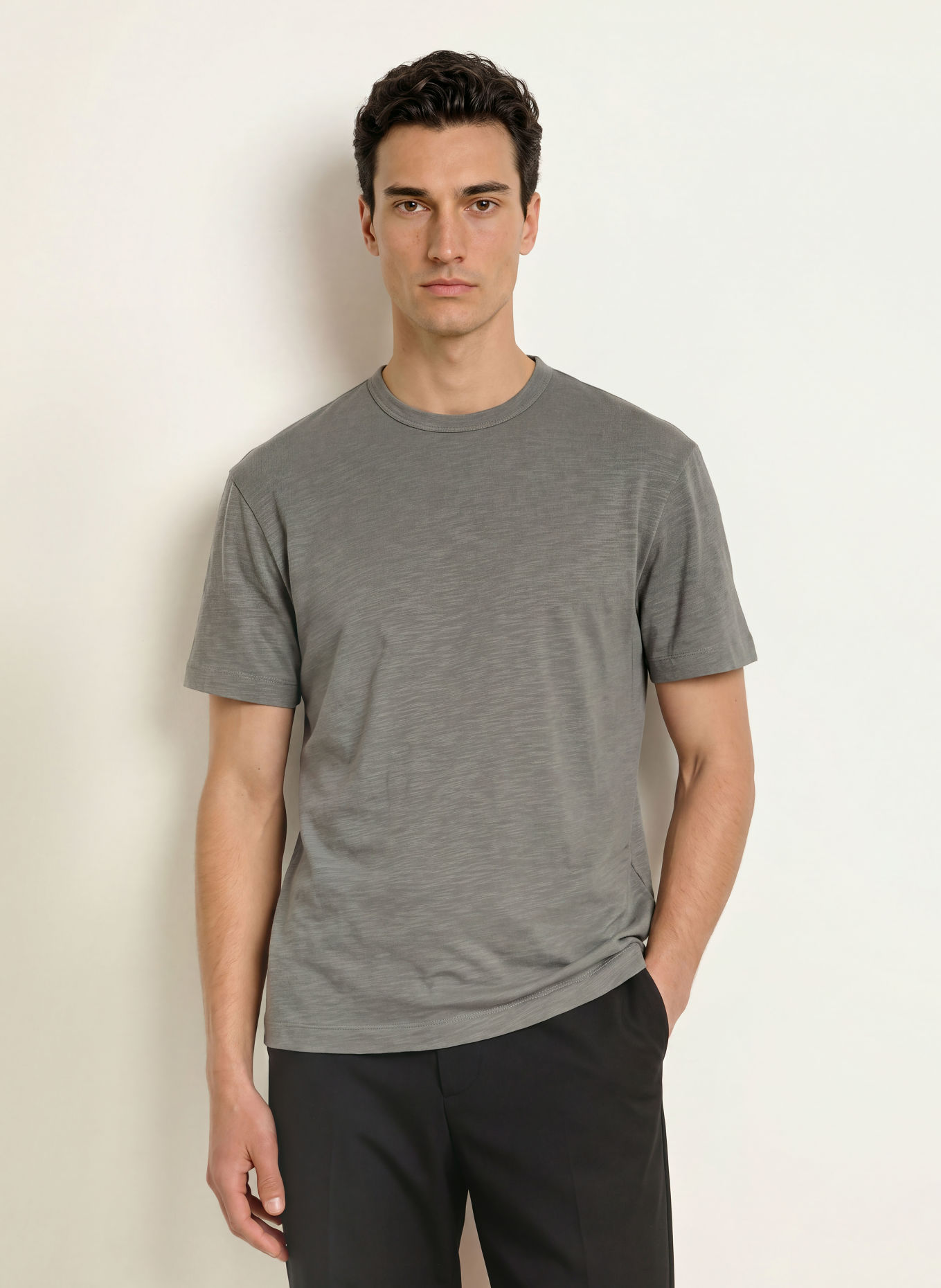 REISS Tričko HUXLEY: KHAKI
