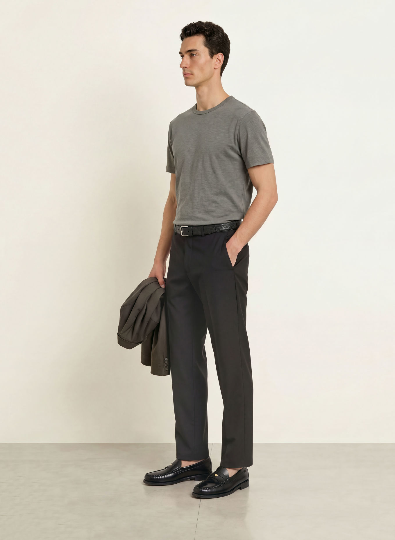 REISS Tričko HUXLEY: KHAKI