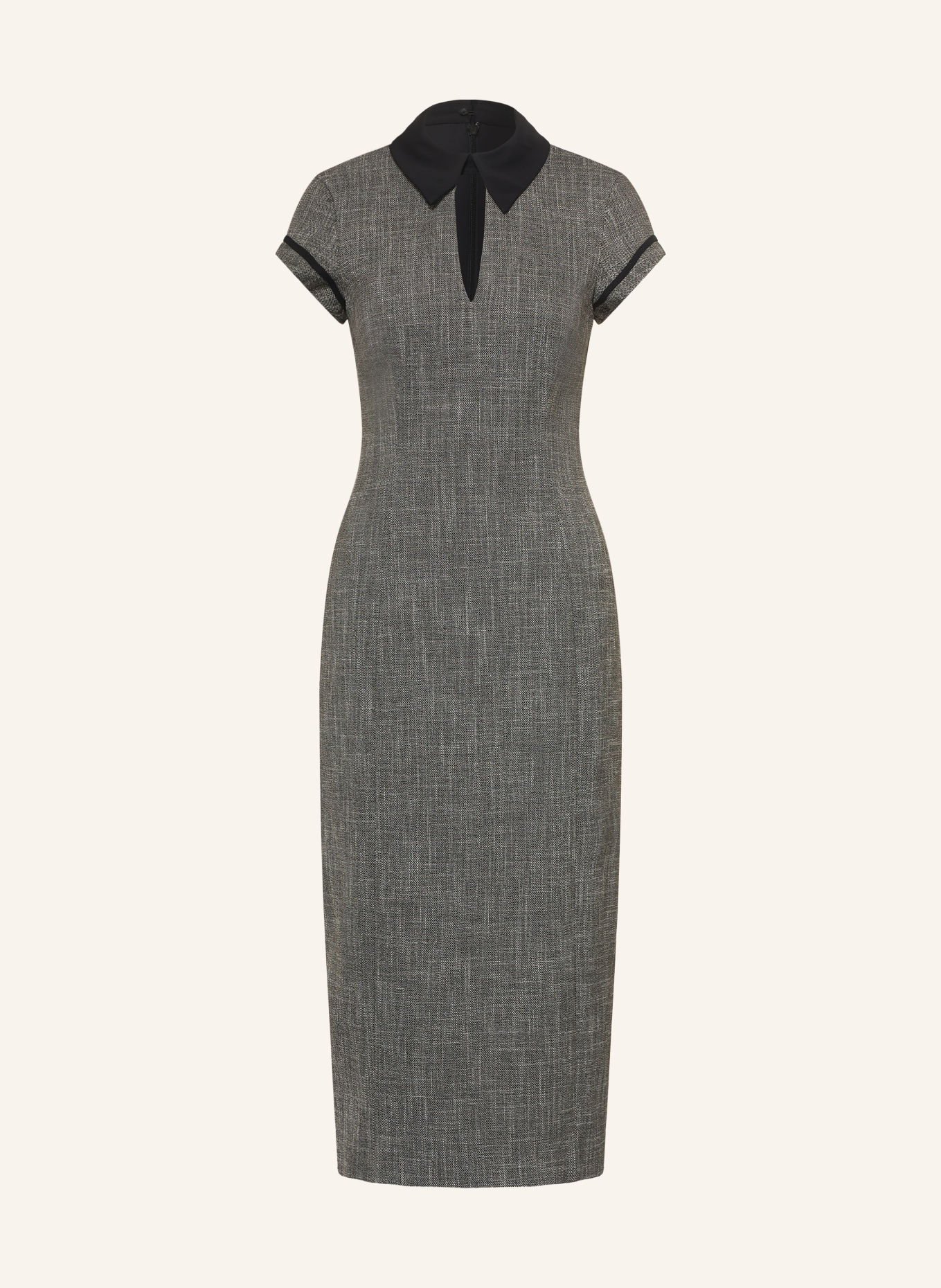 REISS Robe fourreau AVA à rayures galon: GRIS FONCÉ / NOIR