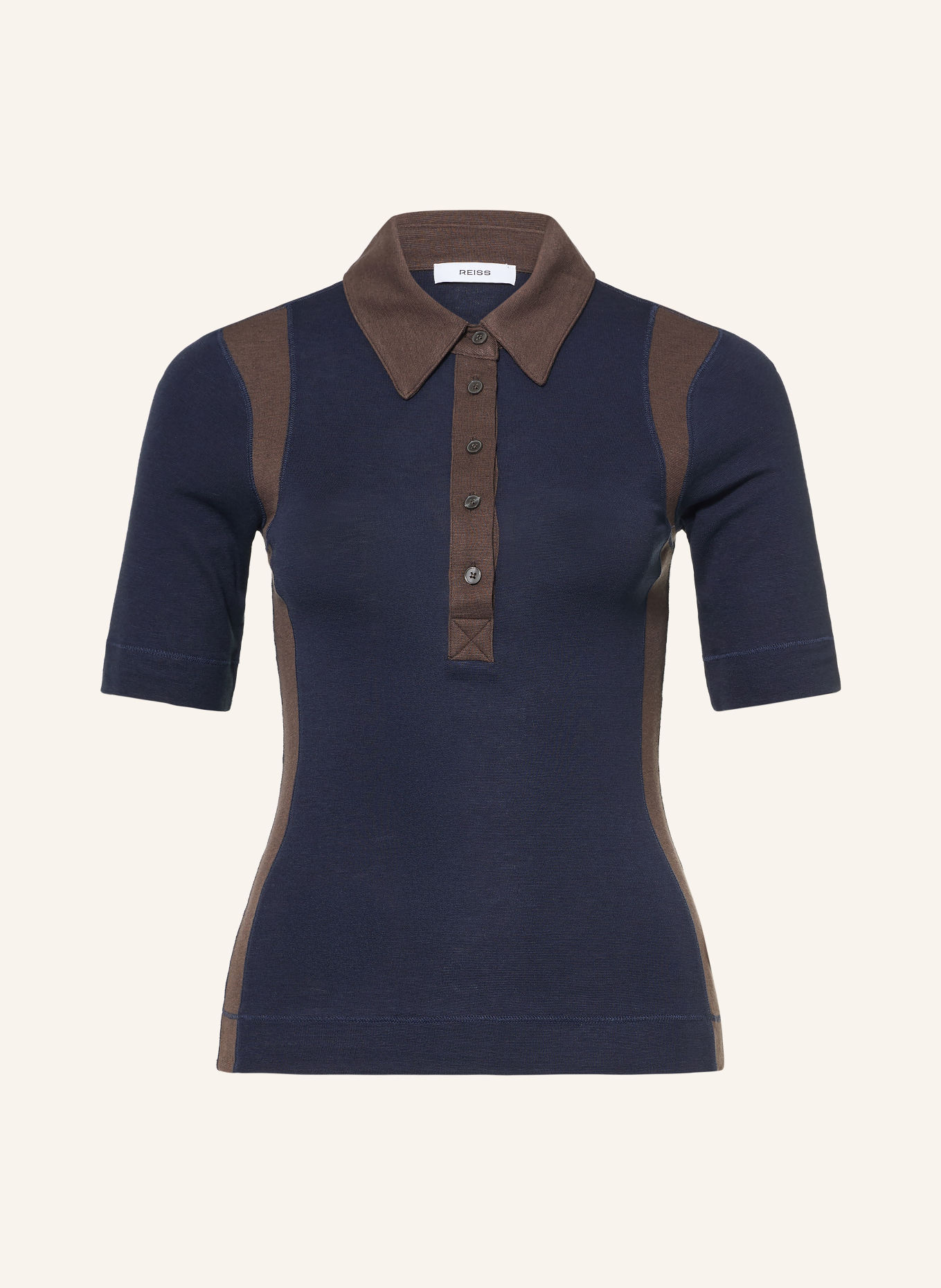 REISS Jersey-poloshirt WINNIE: DONKERBLAUW / MARRON FONCÉ