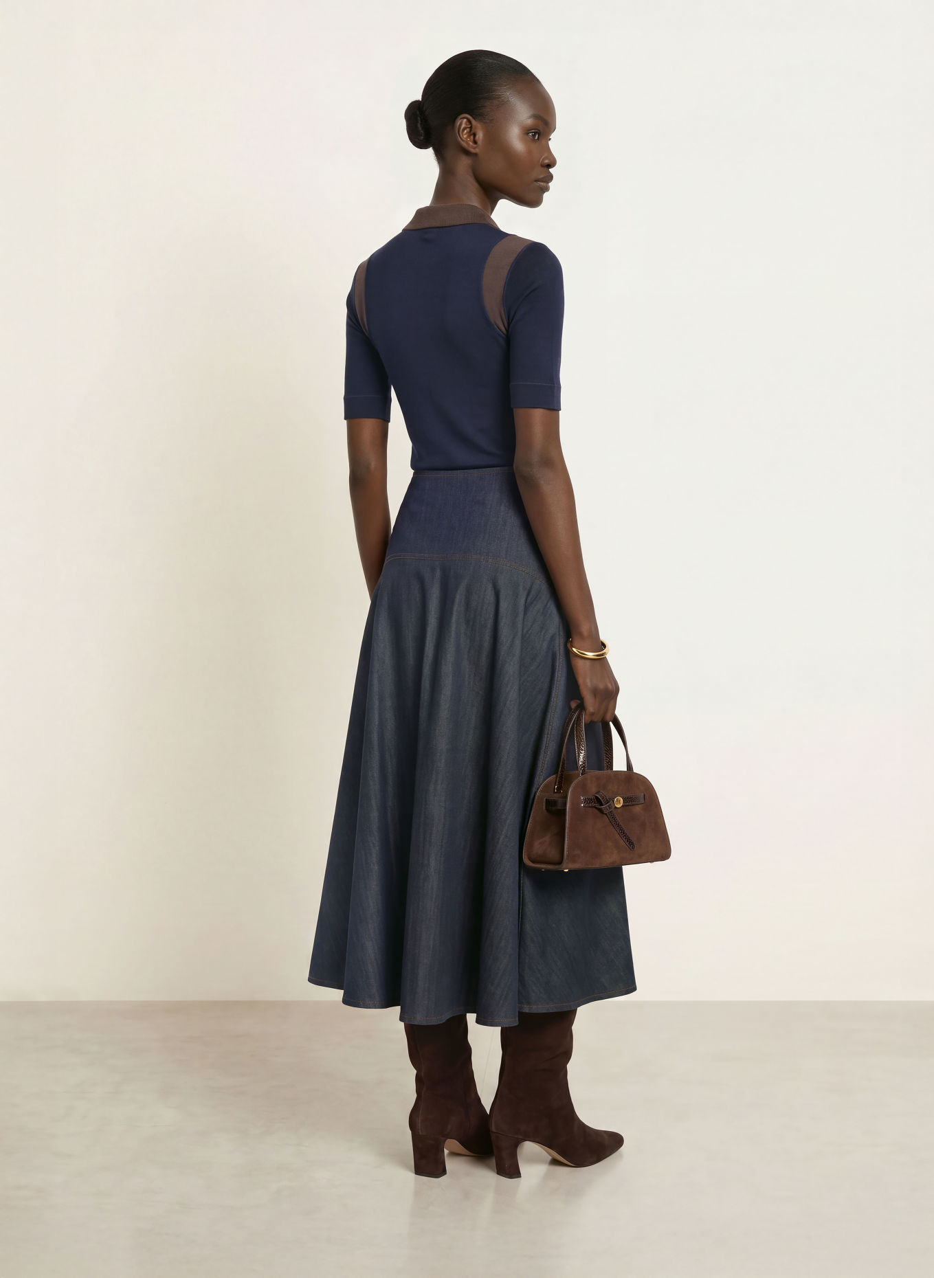 REISS Jersey-poloshirt WINNIE: DONKERBLAUW / MARRON FONCÉ