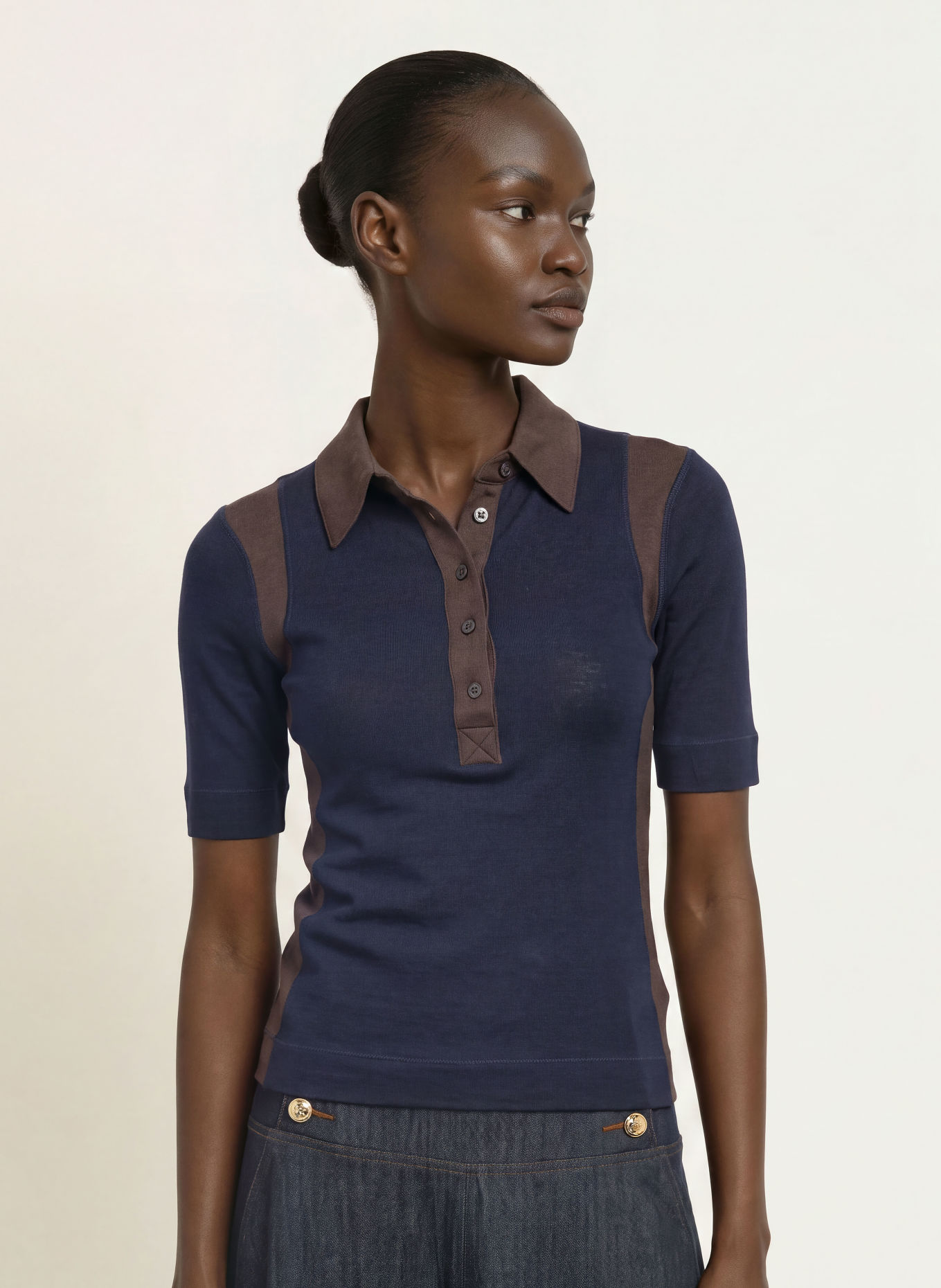 REISS Jersey-poloshirt WINNIE: DONKERBLAUW / MARRON FONCÉ