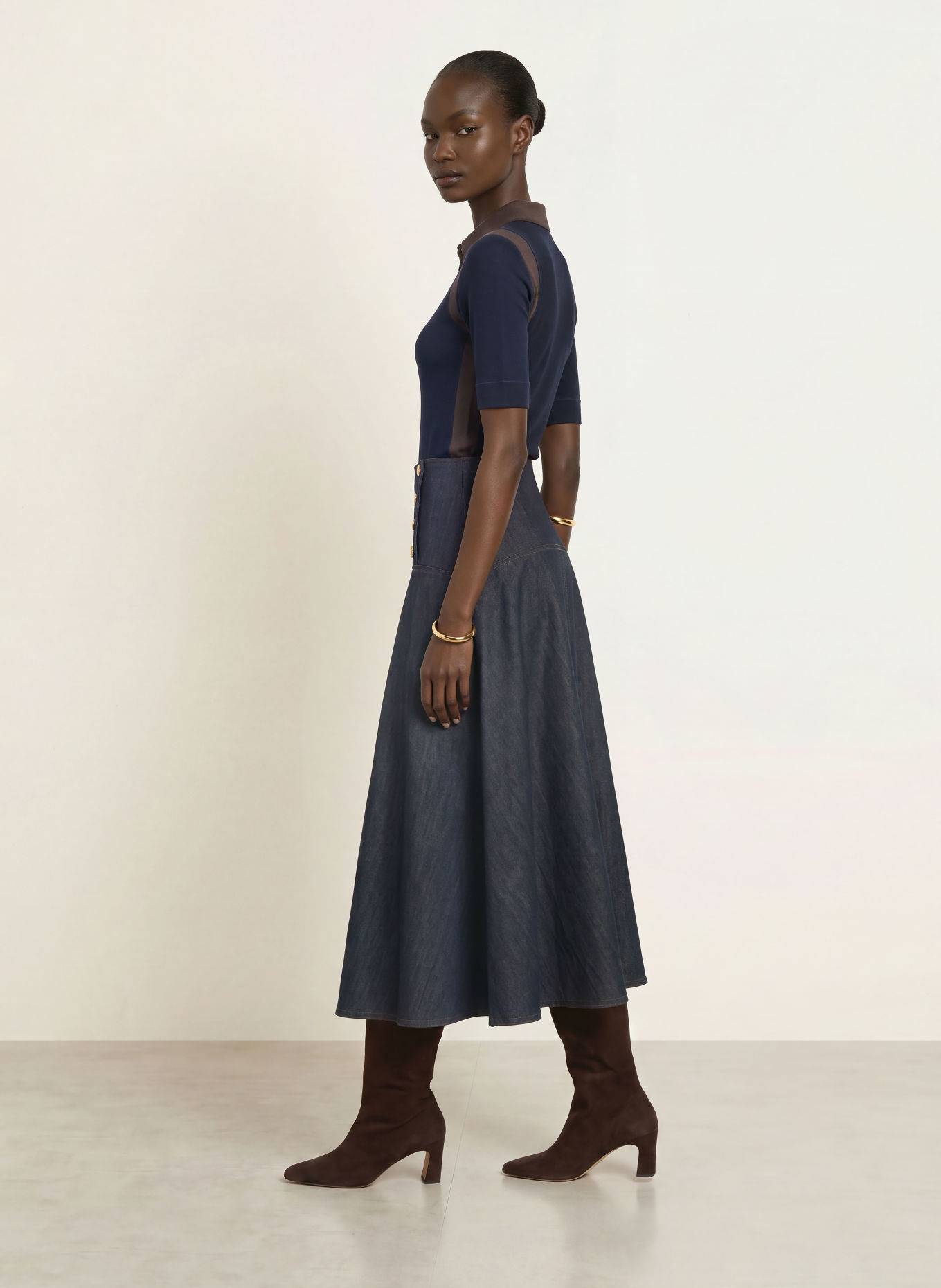 REISS Jersey-poloshirt WINNIE: DONKERBLAUW / MARRON FONCÉ
