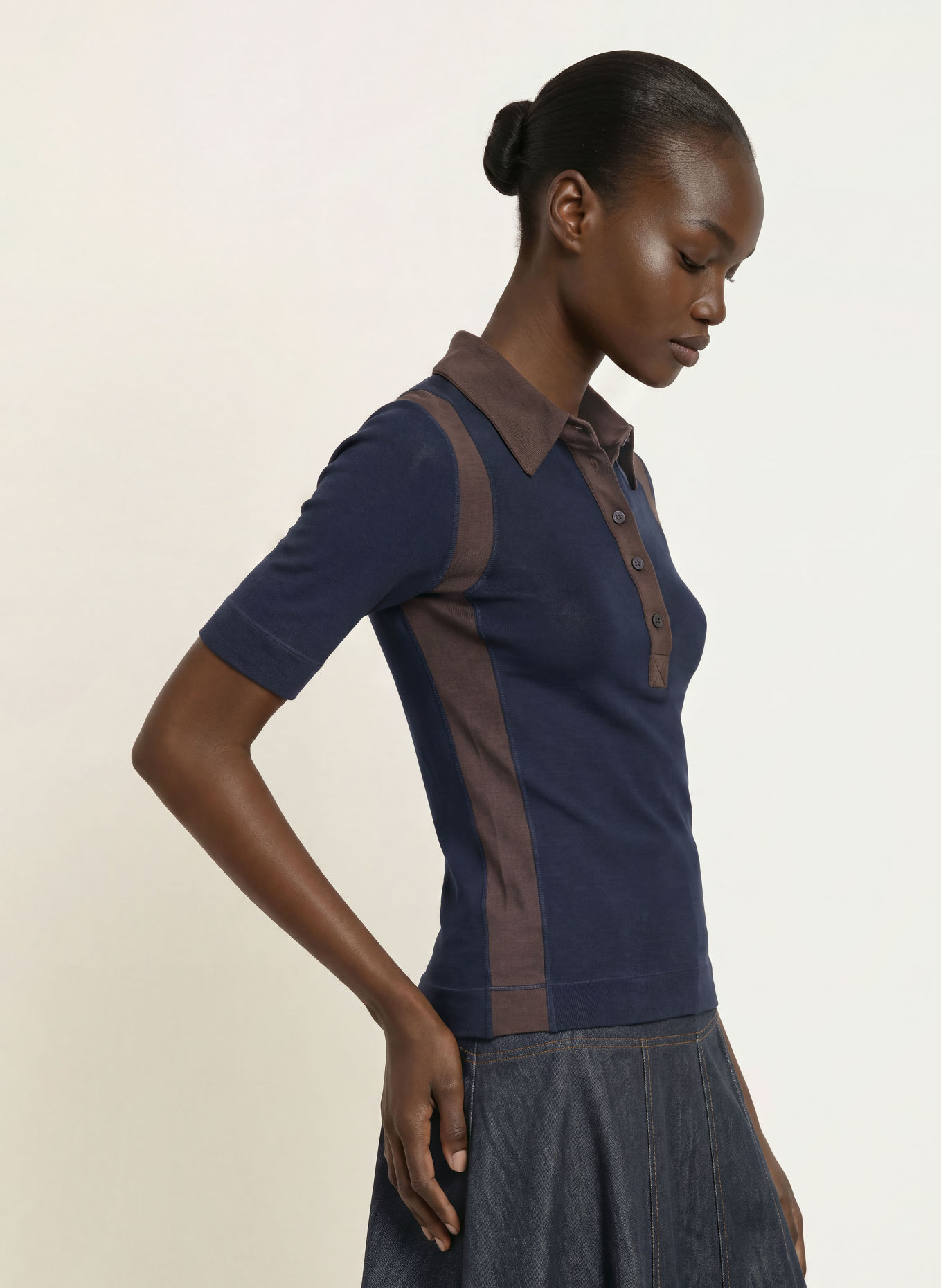 REISS Jersey-poloshirt WINNIE: DONKERBLAUW / MARRON FONCÉ
