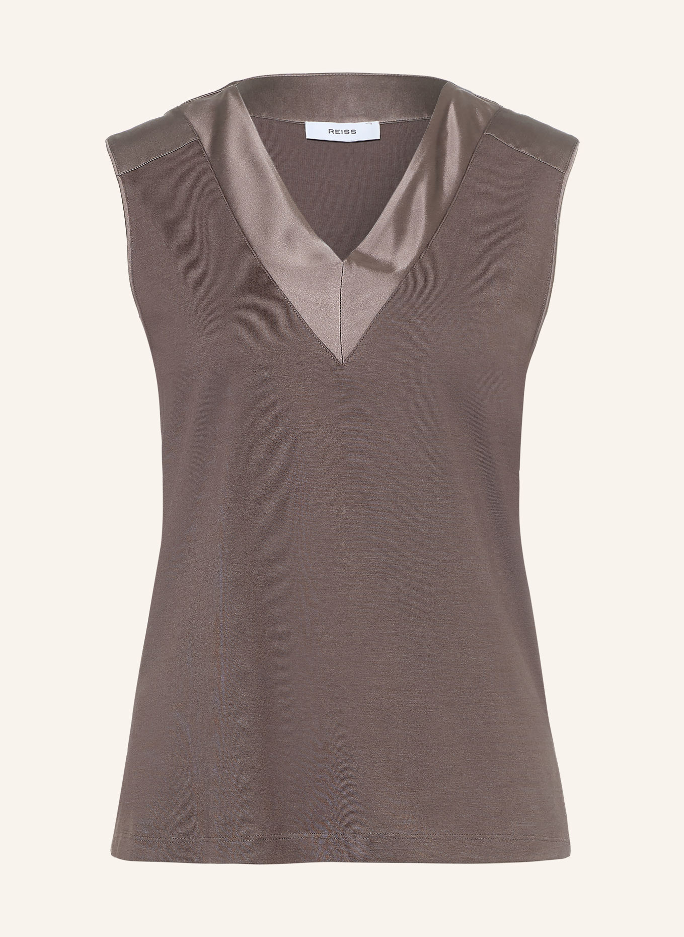 REISS Top KALLIE im Materialmix: TAUPE