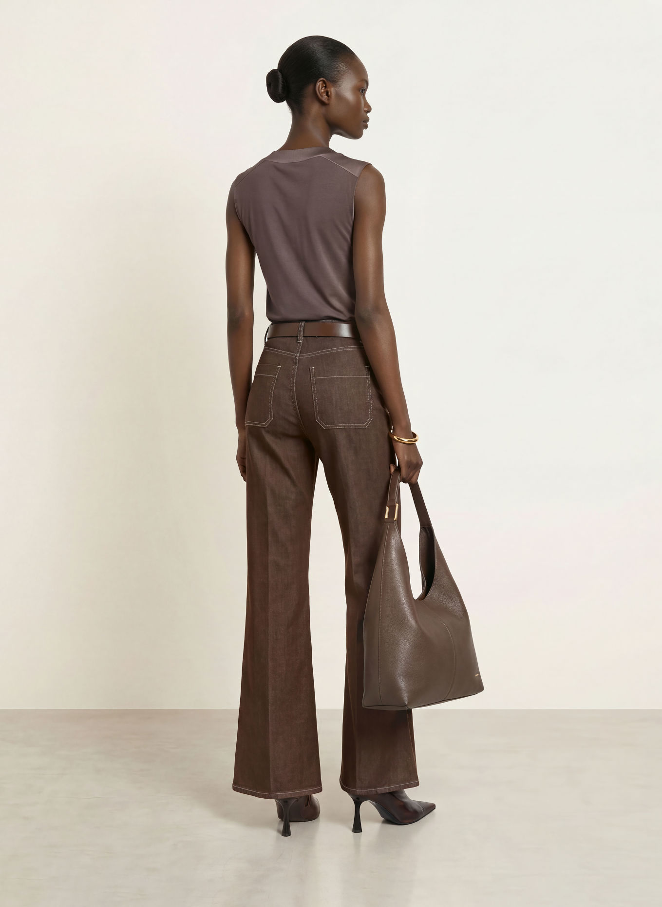 REISS Top KALLIE im Materialmix: TAUPE