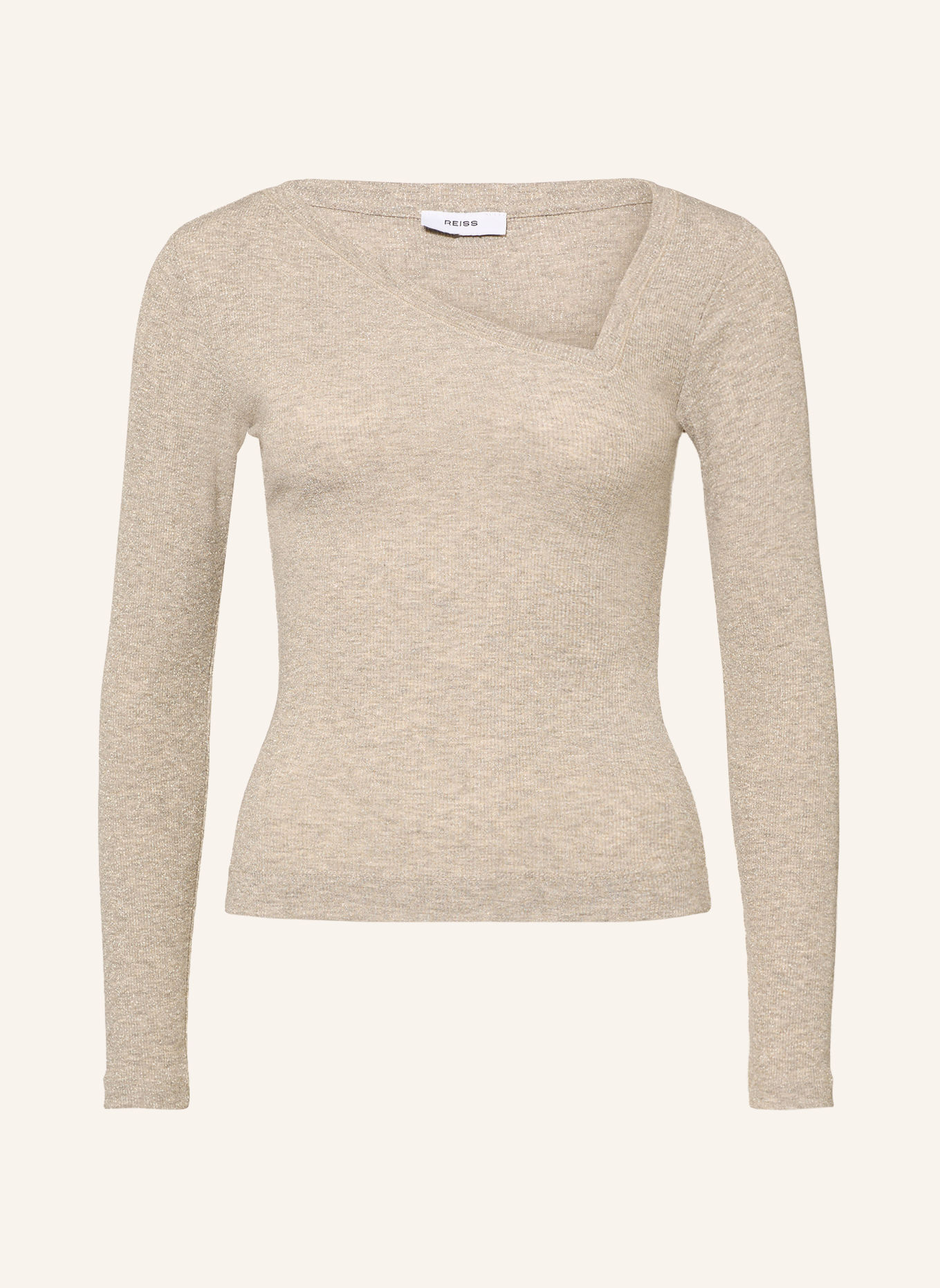 REISS Longsleeve FLISS met glittergaren: LICHTBRUIN / GOUD