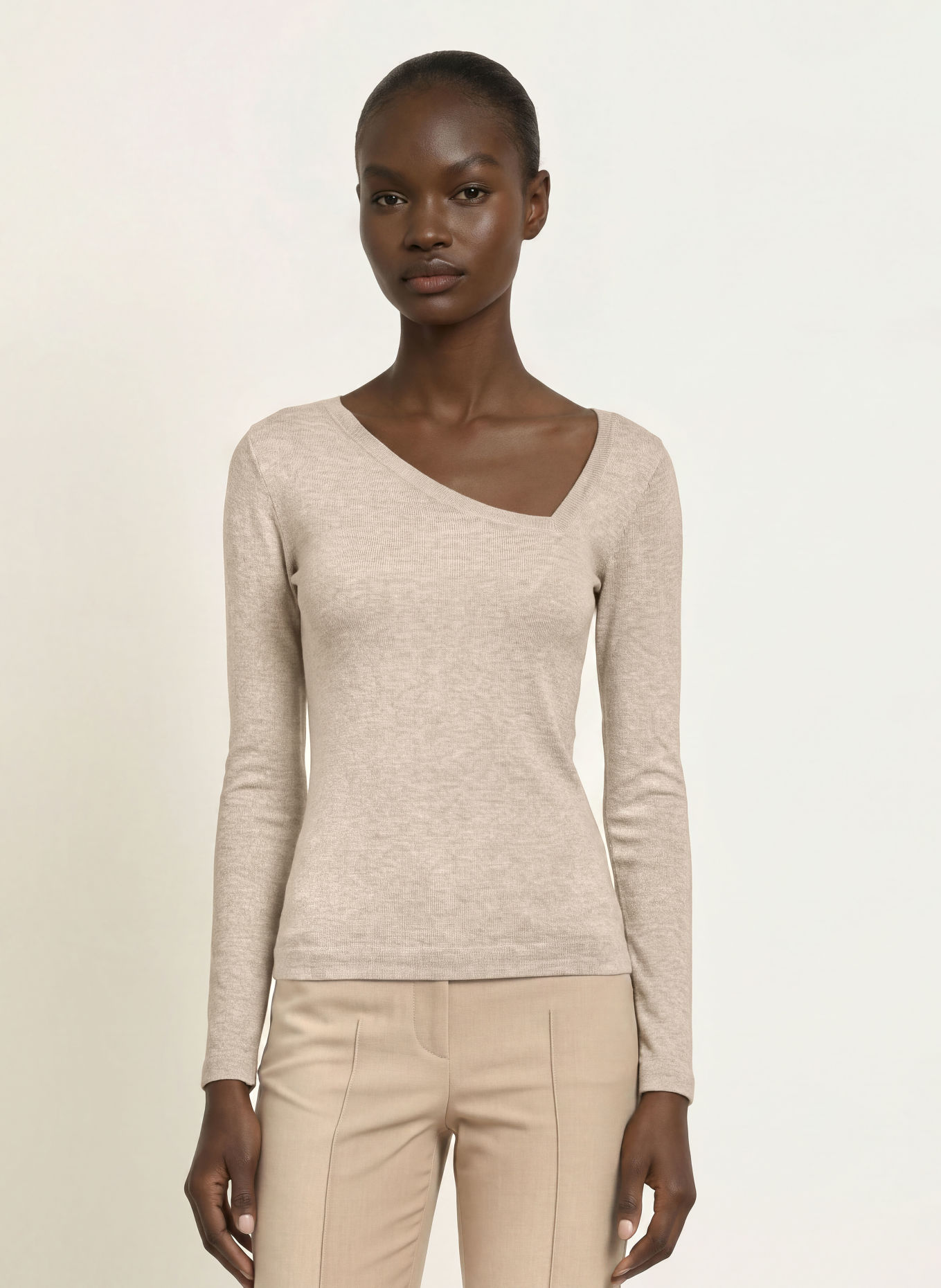 REISS Longsleeve FLISS met glittergaren: LICHTBRUIN / GOUD