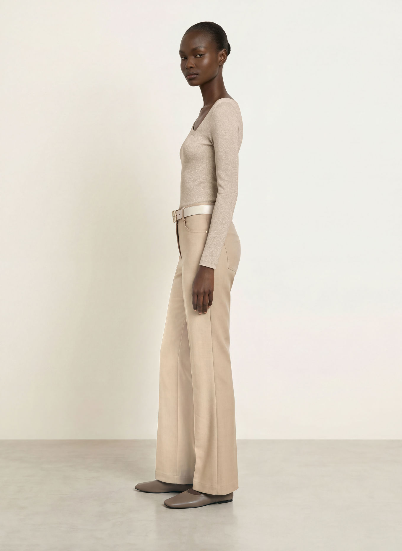 REISS Longsleeve FLISS met glittergaren: LICHTBRUIN / GOUD