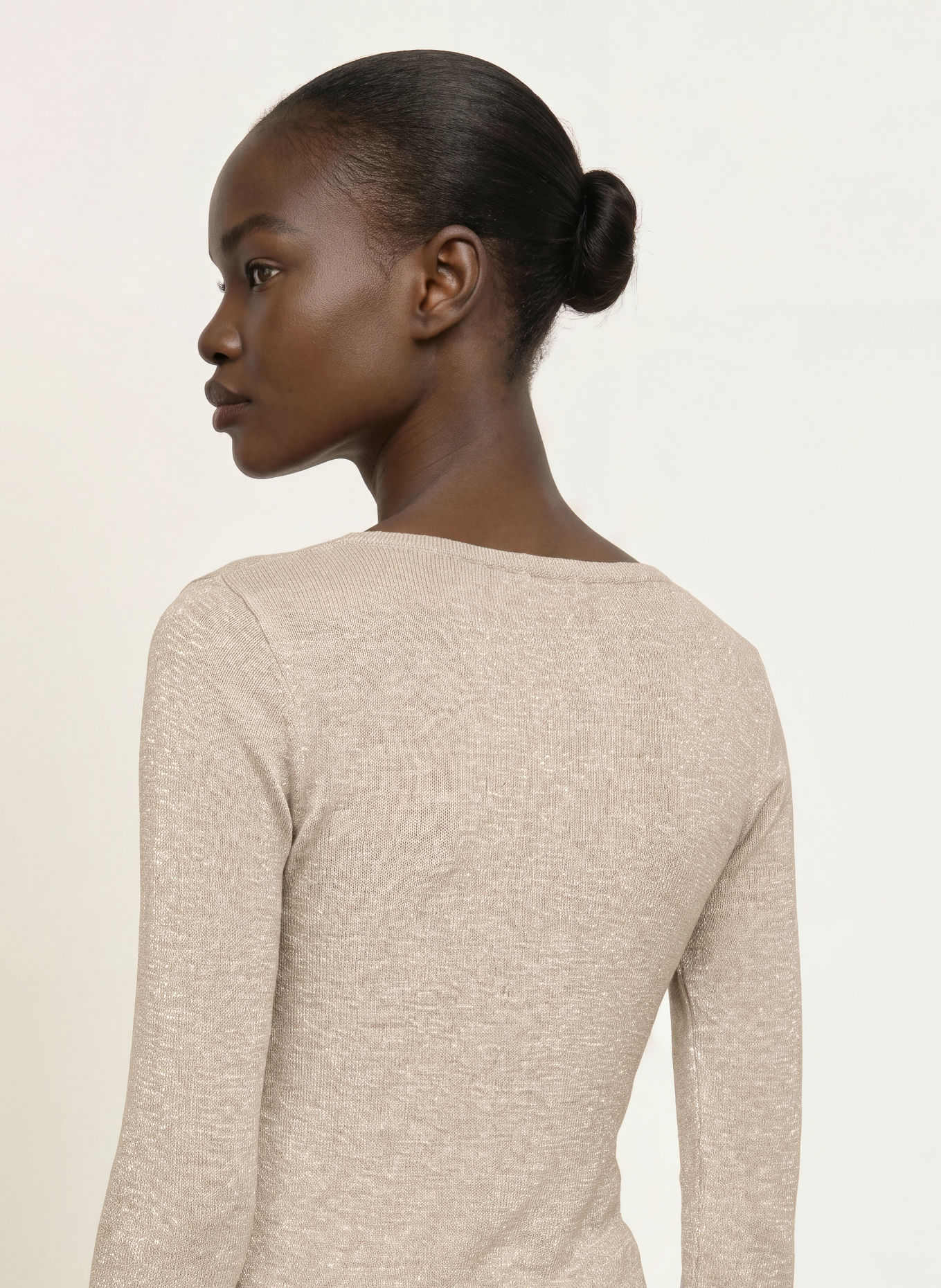 REISS Longsleeve FLISS met glittergaren: LICHTBRUIN / GOUD