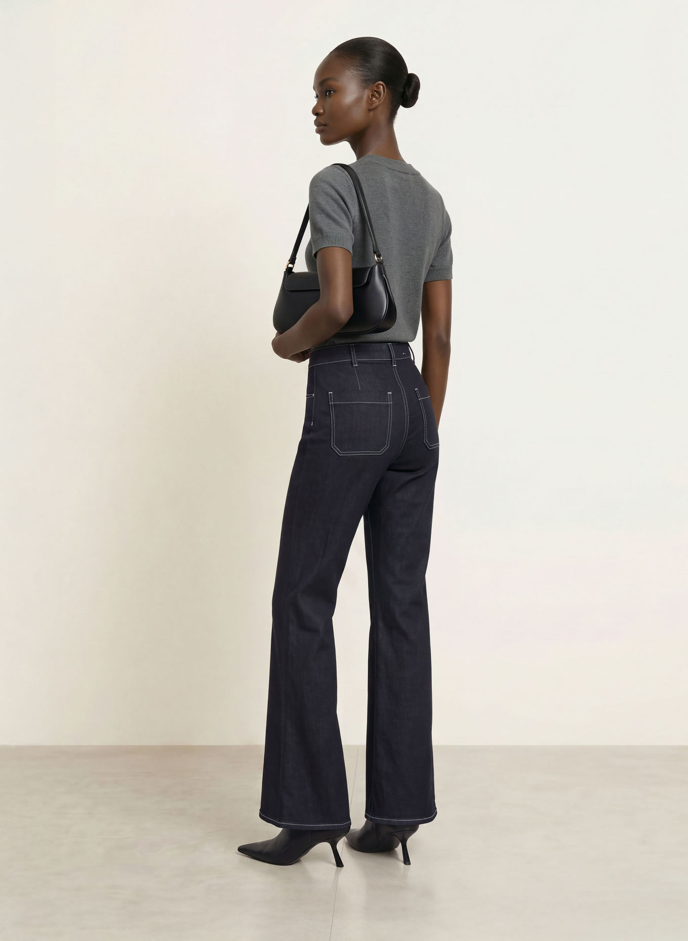 REISS Gebreid shirt RITA: DONKERGRIJS