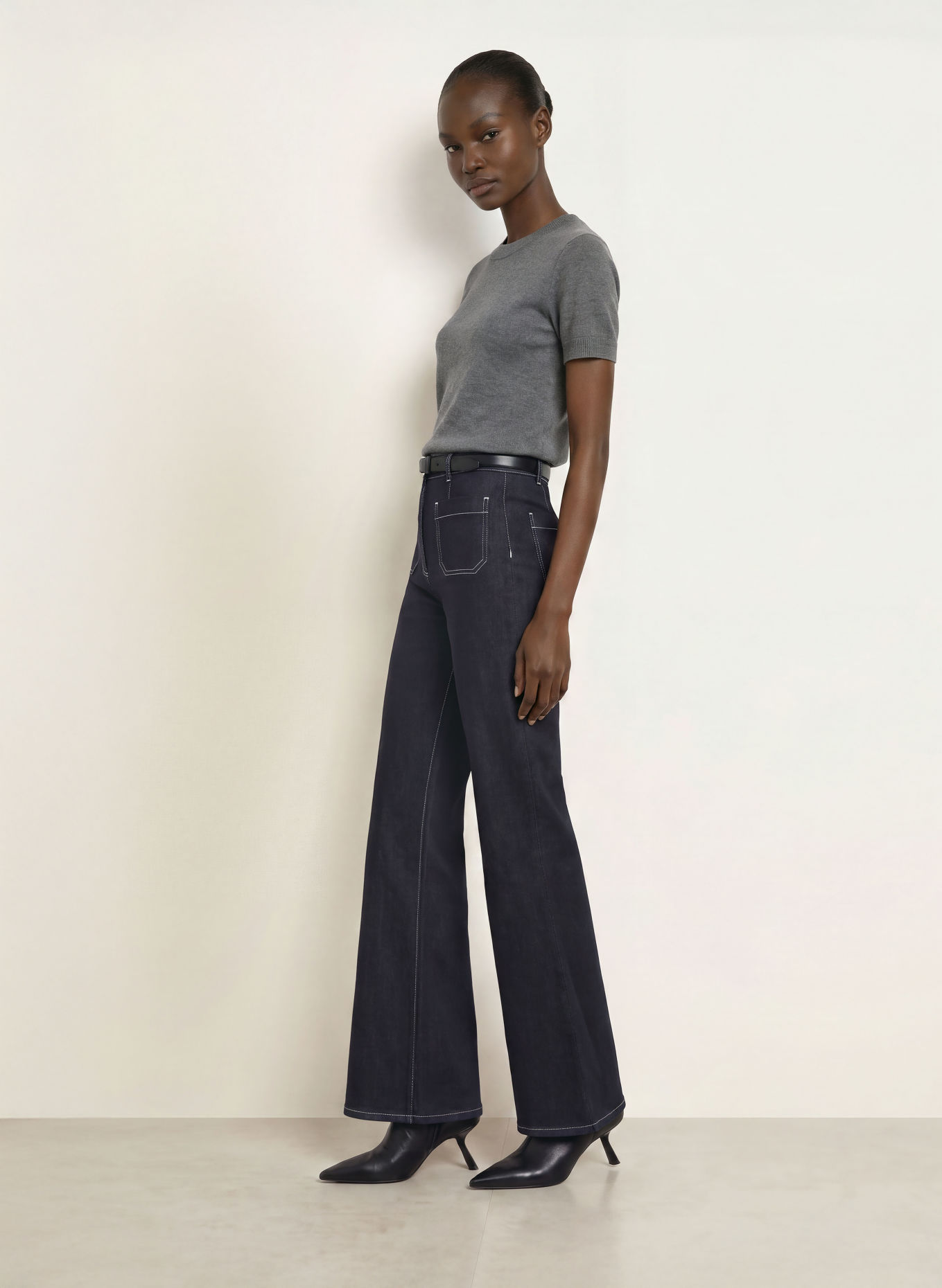 REISS Gebreid shirt RITA: DONKERGRIJS
