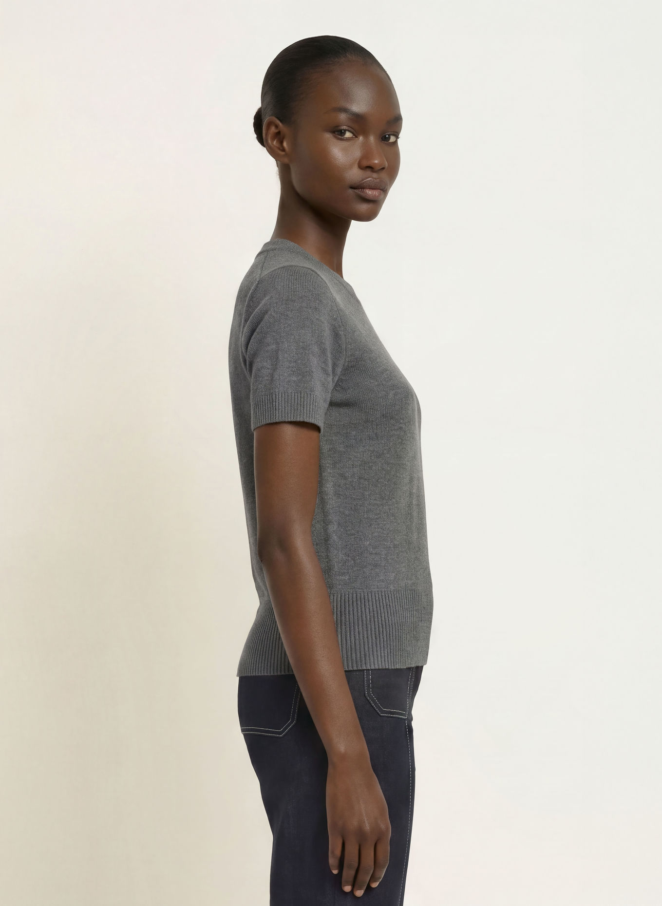 REISS Gebreid shirt RITA: DONKERGRIJS