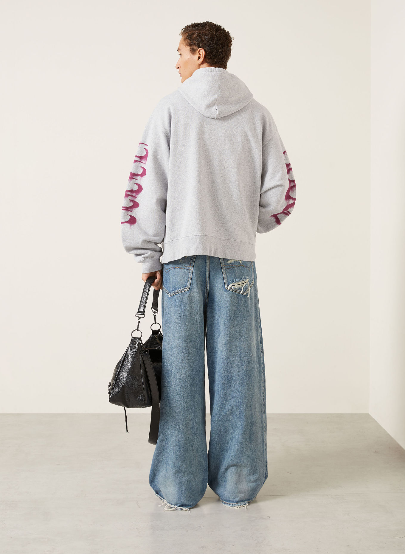 BALENCIAGA Sweatjacke: HELLGRAU / DUNKELROT