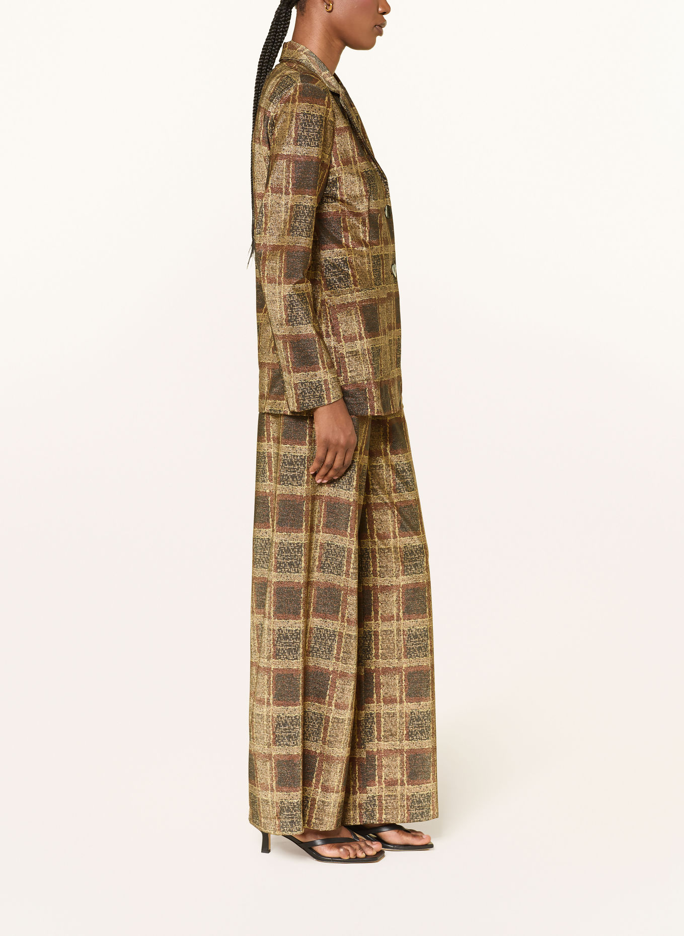 SIYU Marlene-broek met glittergaren: GOUD / BRUIN / DONKERGRIJS