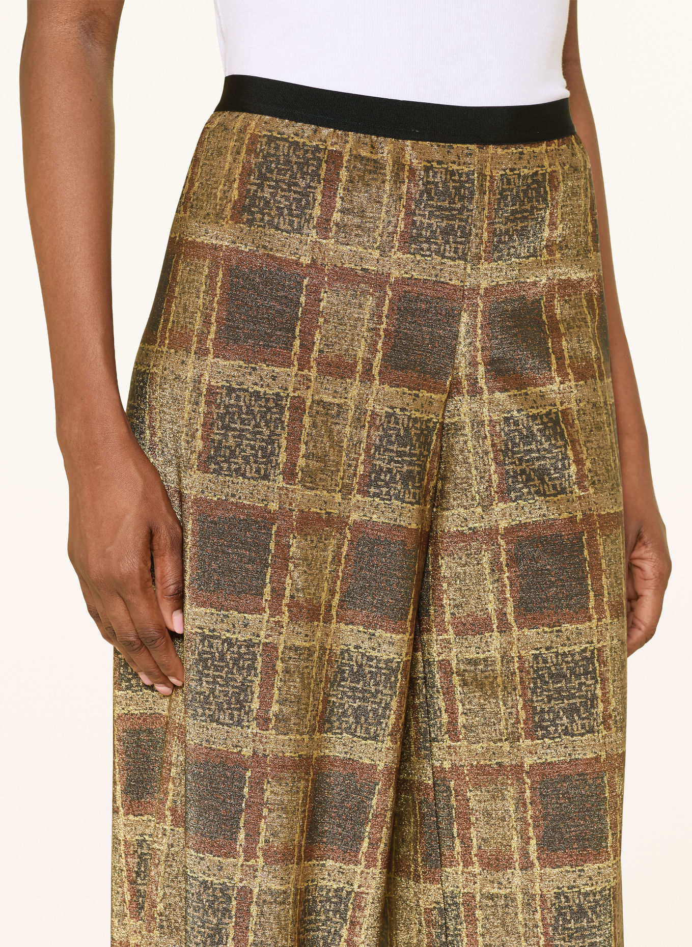 SIYU Marlene-broek met glittergaren: GOUD / BRUIN / DONKERGRIJS