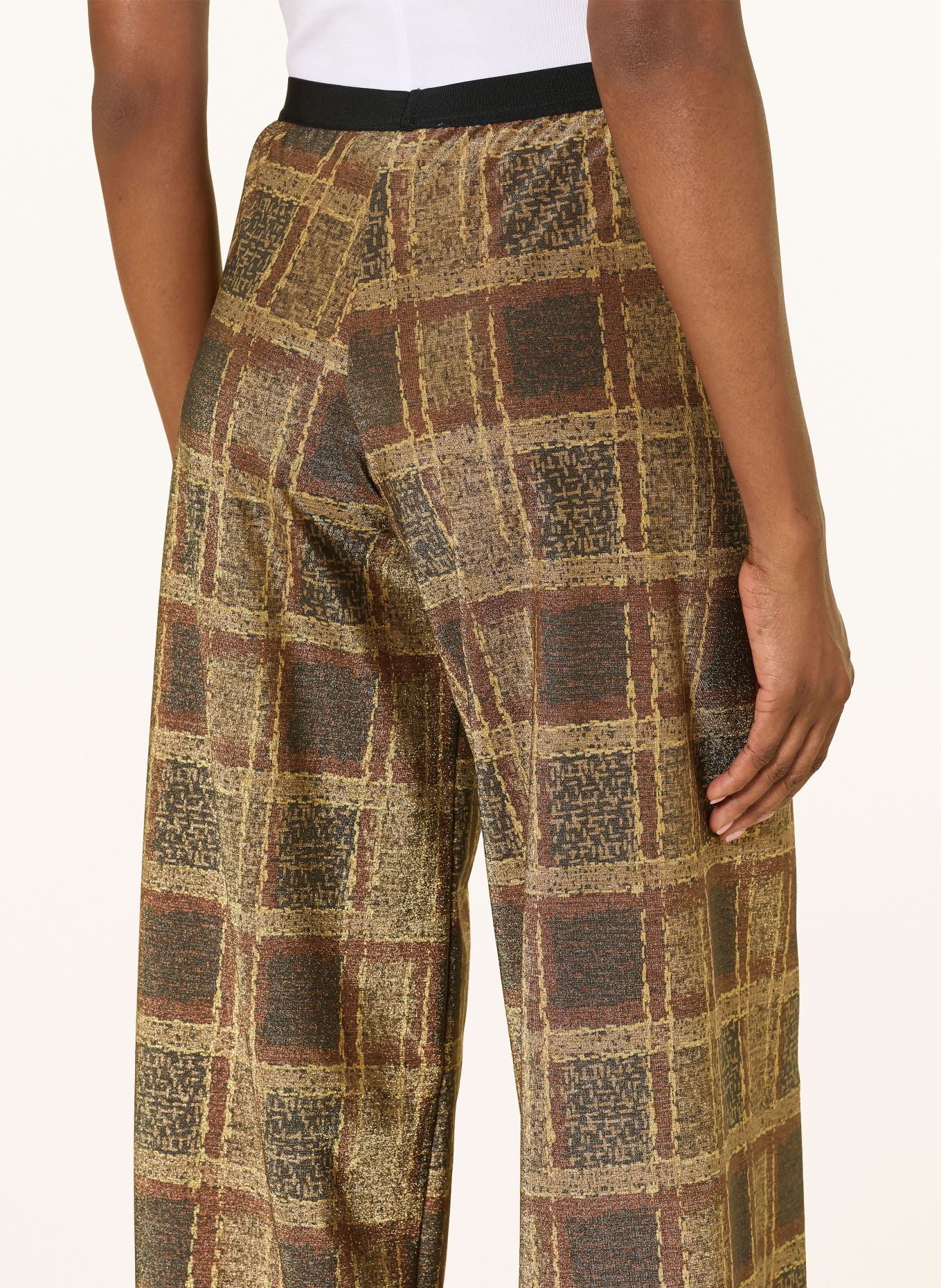 SIYU Marlene-broek met glittergaren: GOUD / BRUIN / DONKERGRIJS