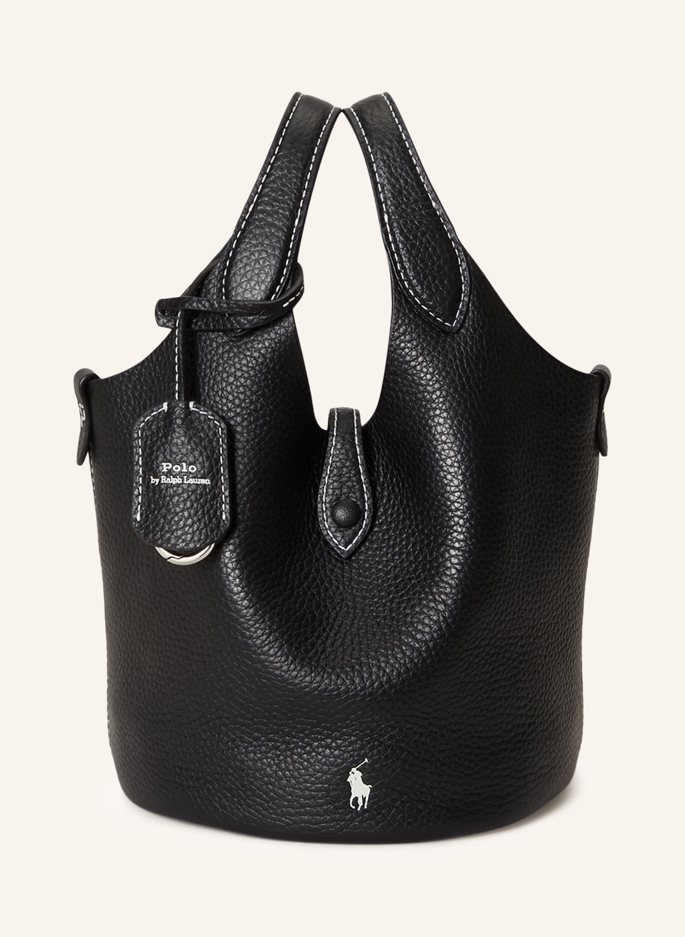 POLO RALPH LAUREN Torebka typu worek PEBBLE-PLY: CZARNY / SREBRNY