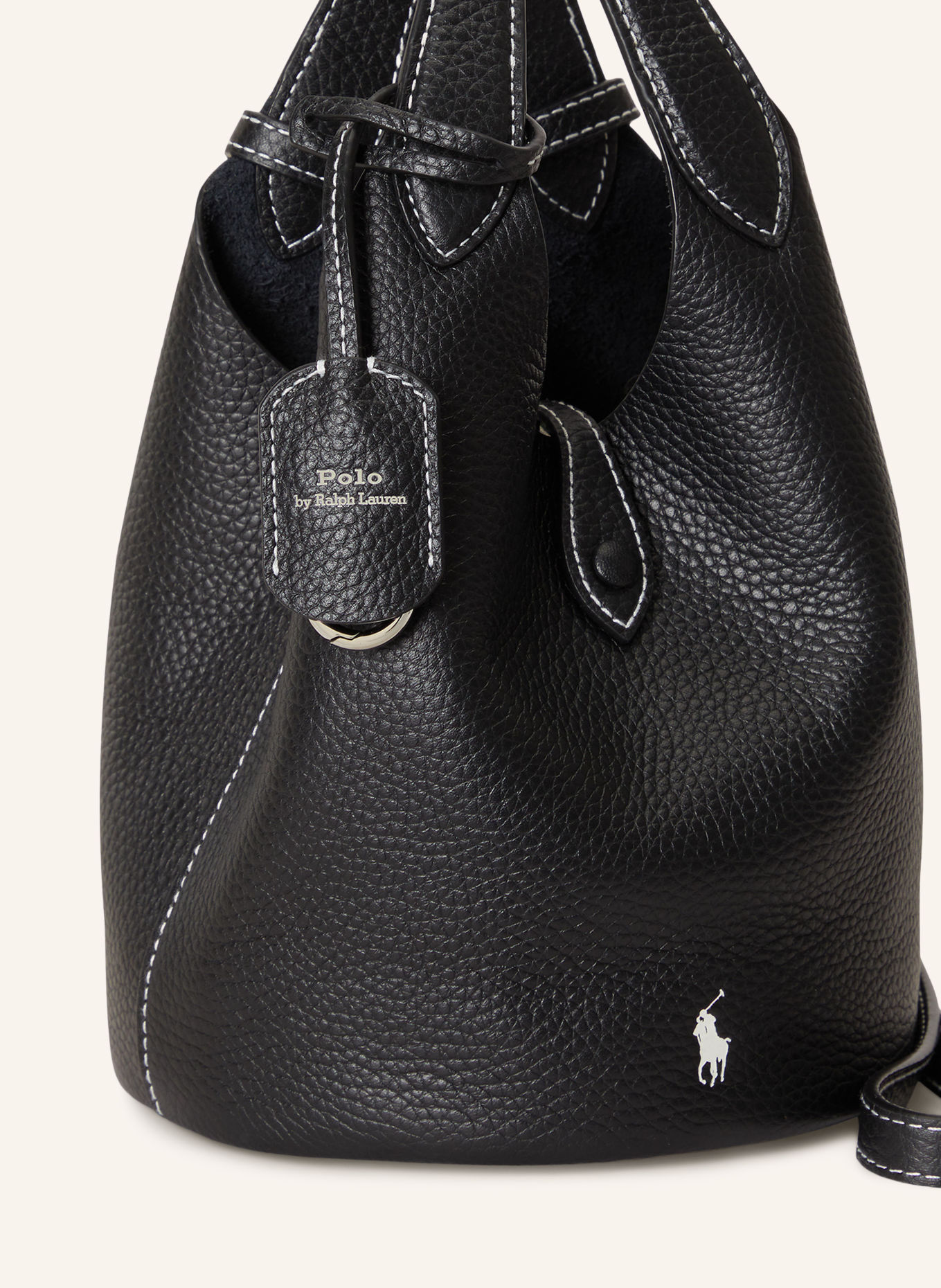 POLO RALPH LAUREN Torebka typu worek PEBBLE-PLY: CZARNY / SREBRNY