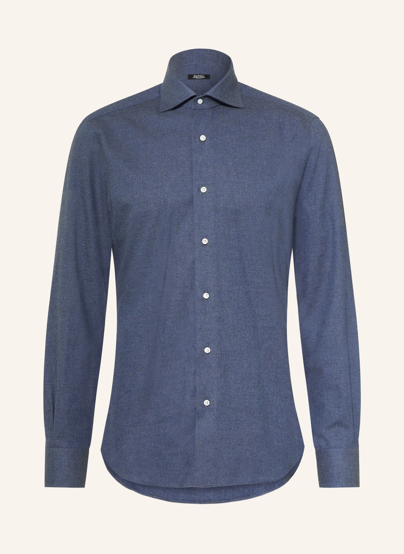 BARBA NAPOLI Flanellen overhemd, slim fit: BLAUWGRIJS