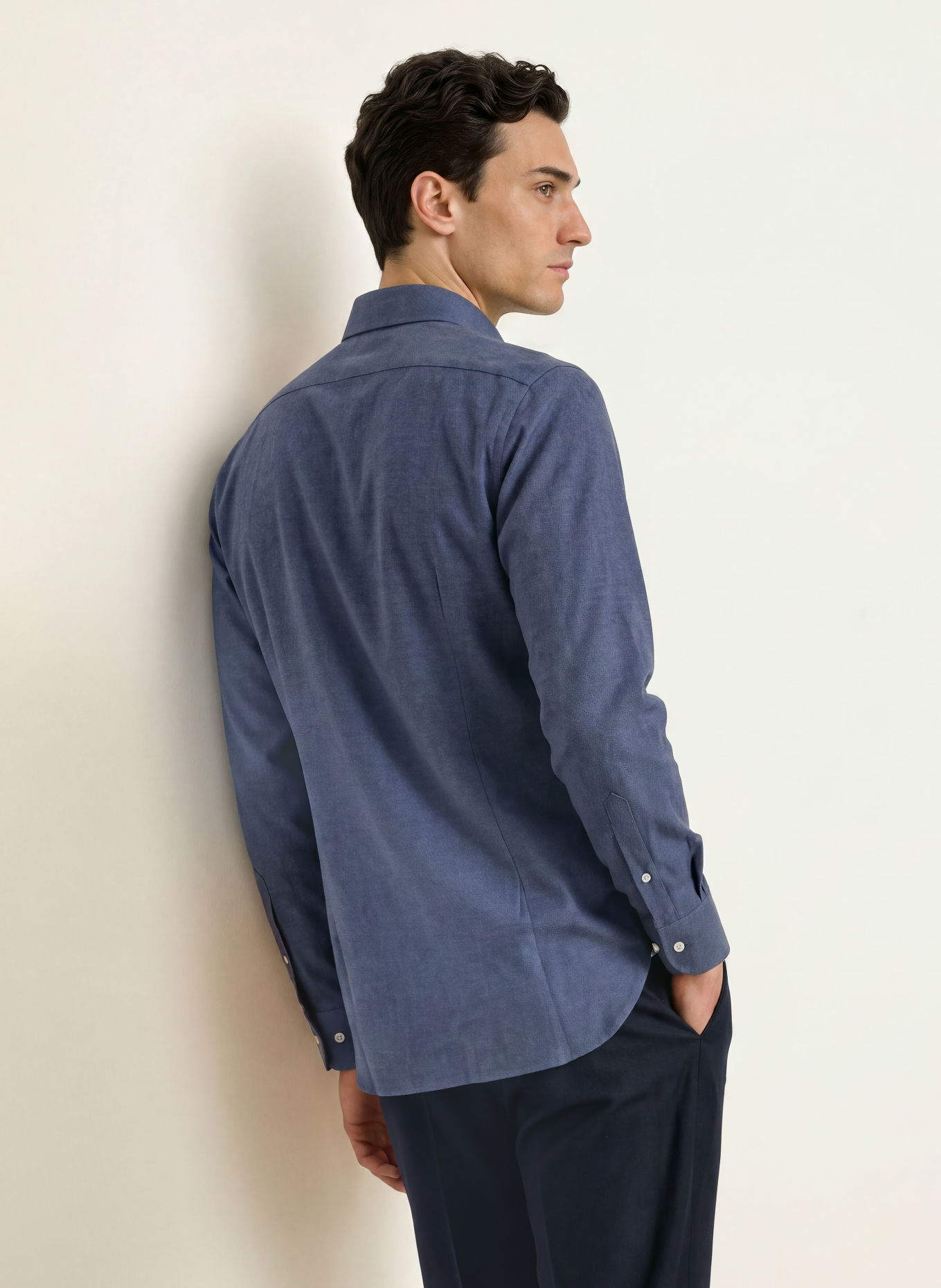 BARBA NAPOLI Flanellen overhemd, slim fit: BLAUWGRIJS