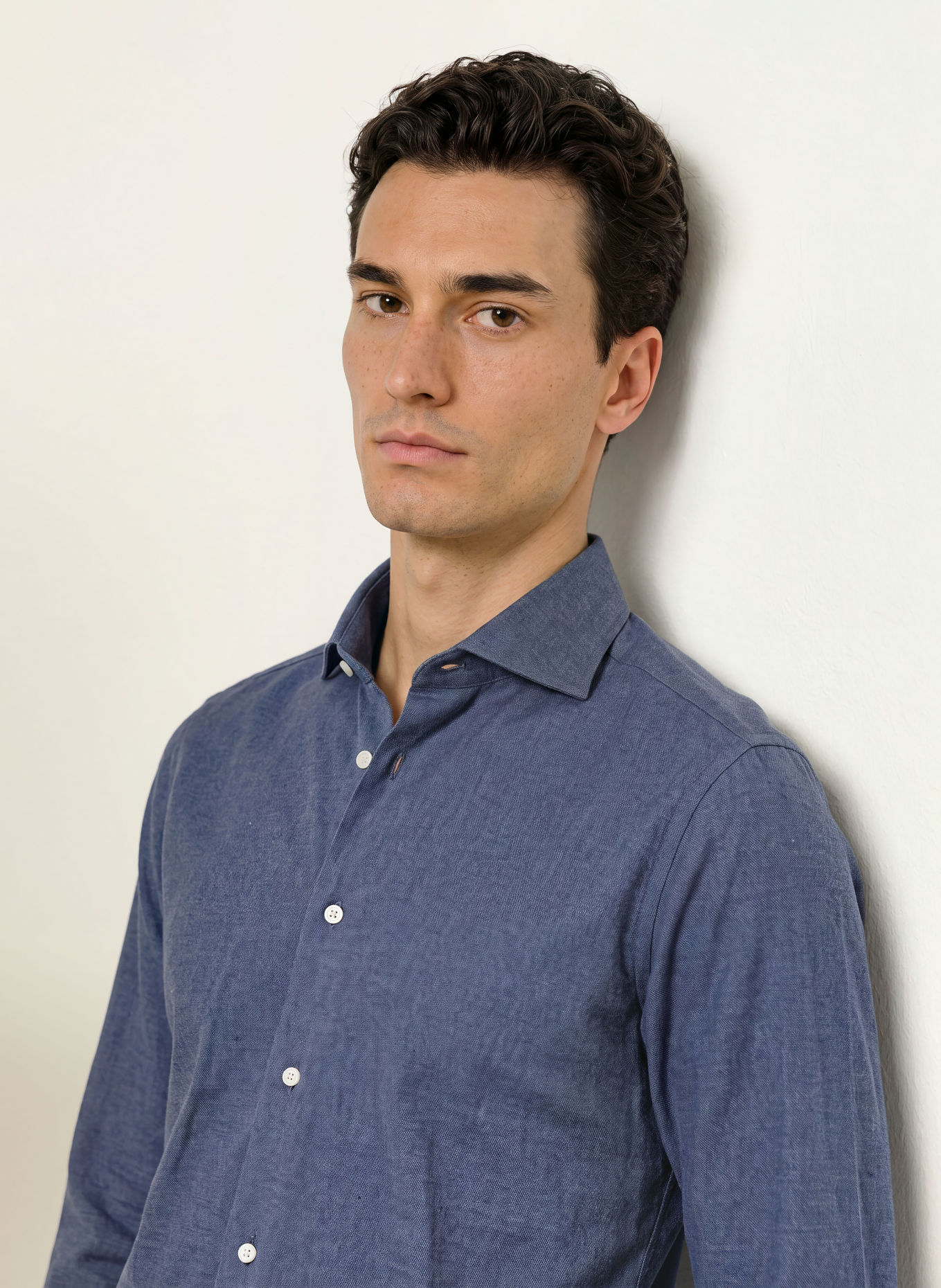 BARBA NAPOLI Flanellen overhemd, slim fit: BLAUWGRIJS