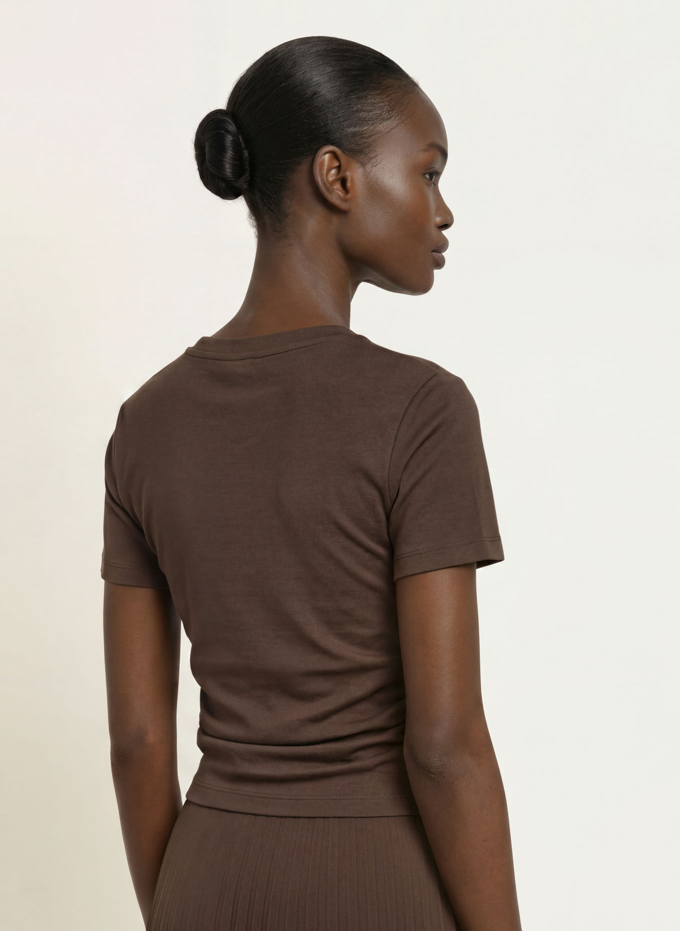 CLAUDIE PIERLOT Kleid im Materialmix mit Plissees: DUNKELBRAUN
