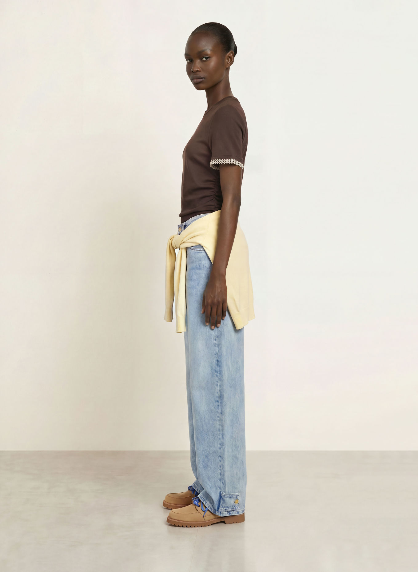 CLAUDIE PIERLOT T-Shirt: DUNKELBRAUN / CREME