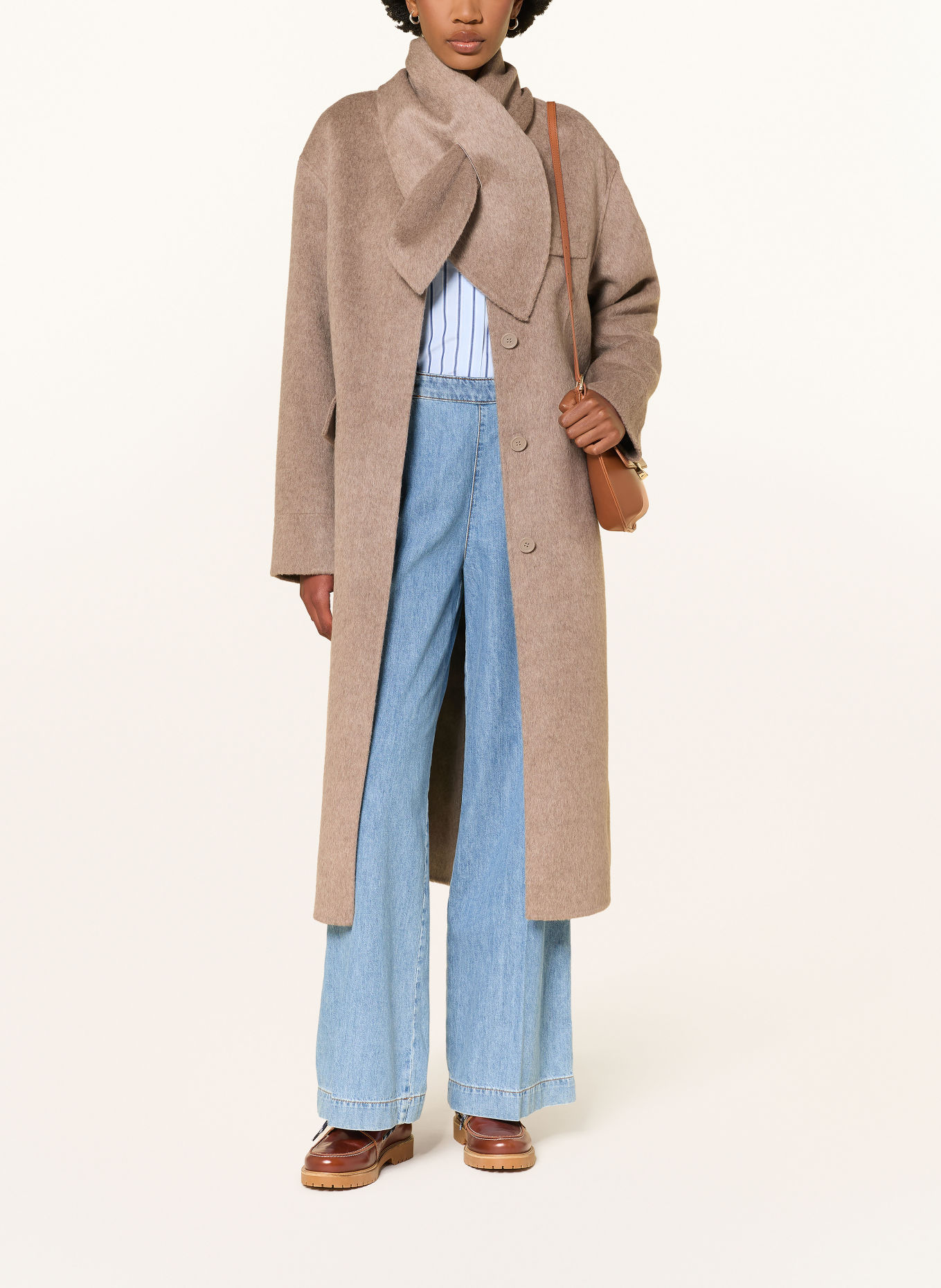 CLAUDIE PIERLOT Wollmantel mit abnehmbarem Kragen: BEIGE