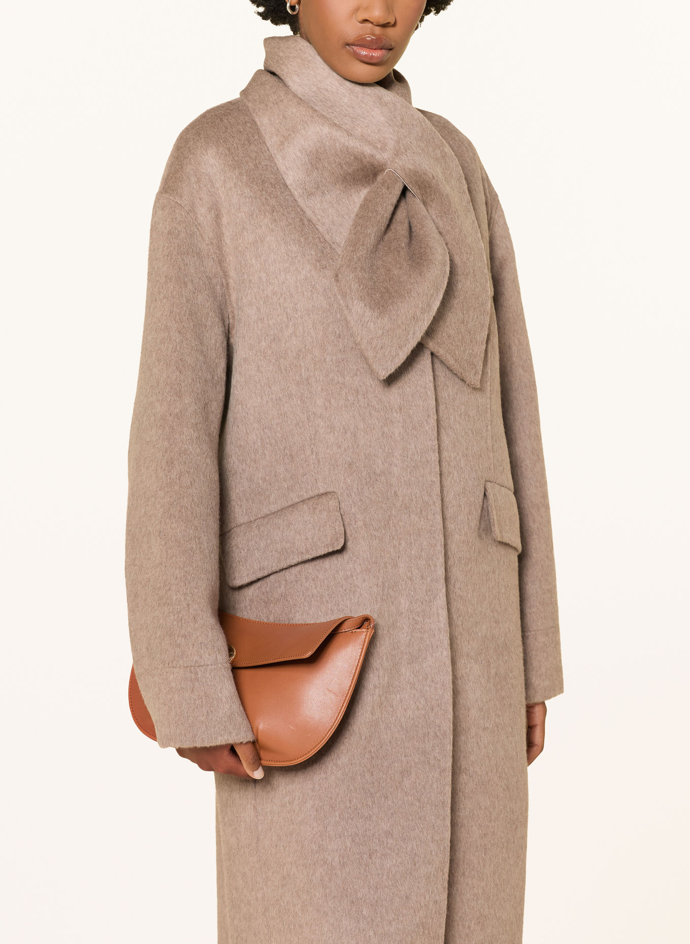 CLAUDIE PIERLOT Wollmantel mit abnehmbarem Kragen: BEIGE
