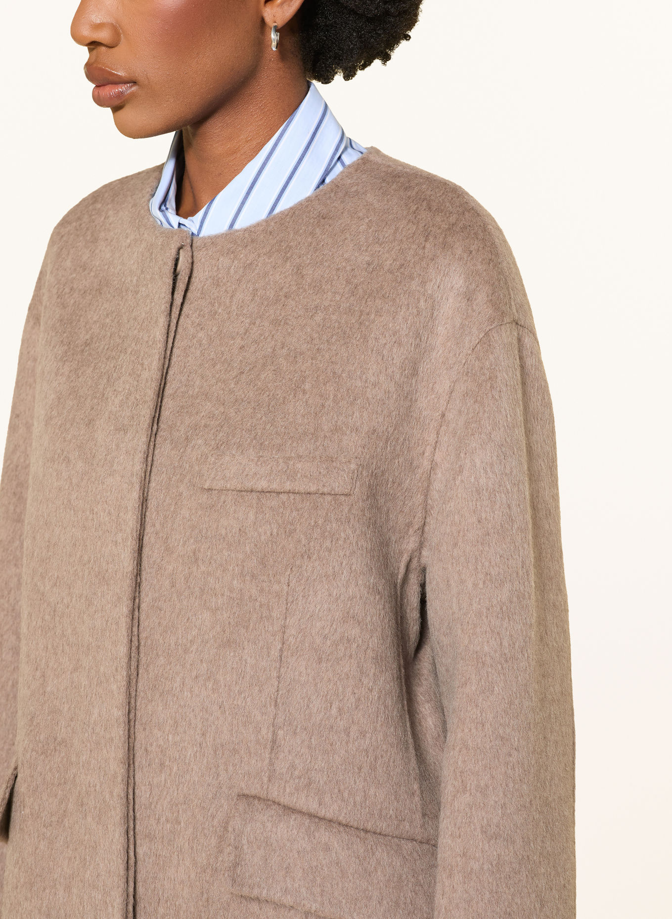 CLAUDIE PIERLOT Wollmantel mit abnehmbarem Kragen: BEIGE