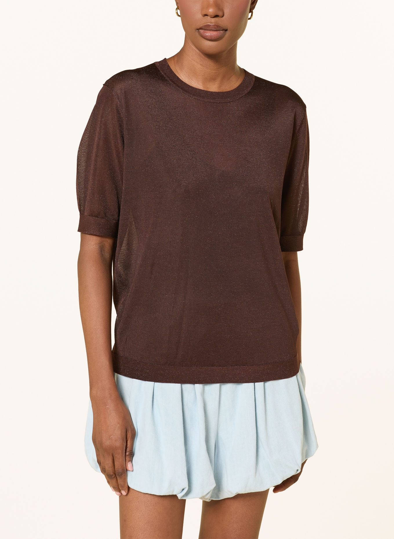 maje Strickshirt mit Glitzergarn: DUNKELBRAUN