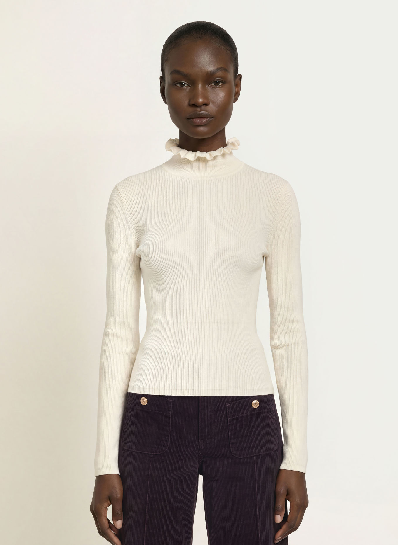 SANDRO Rollkragenpullover: ECRU