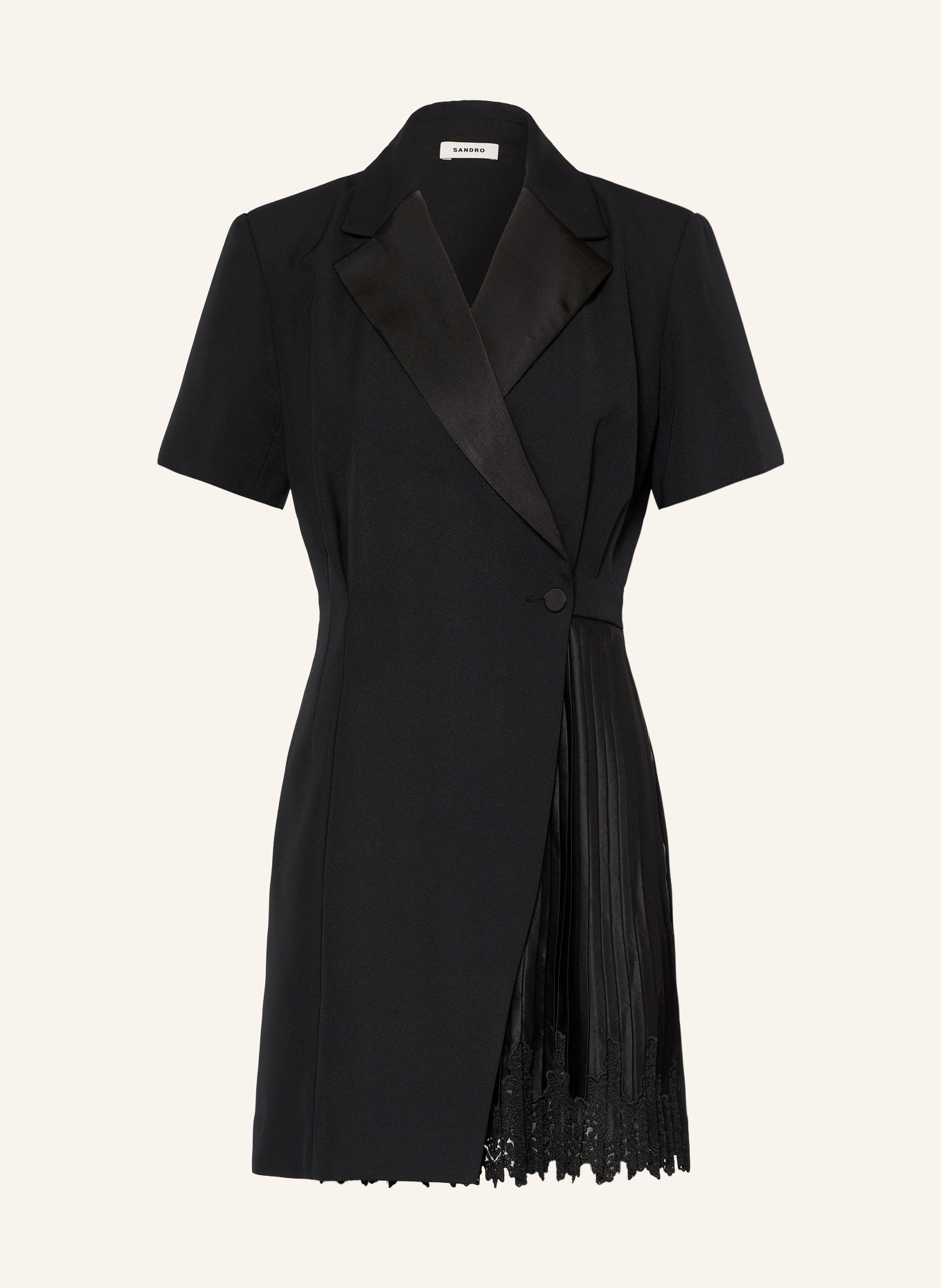 SANDRO Wickelkleid mit Plissees: SCHWARZ