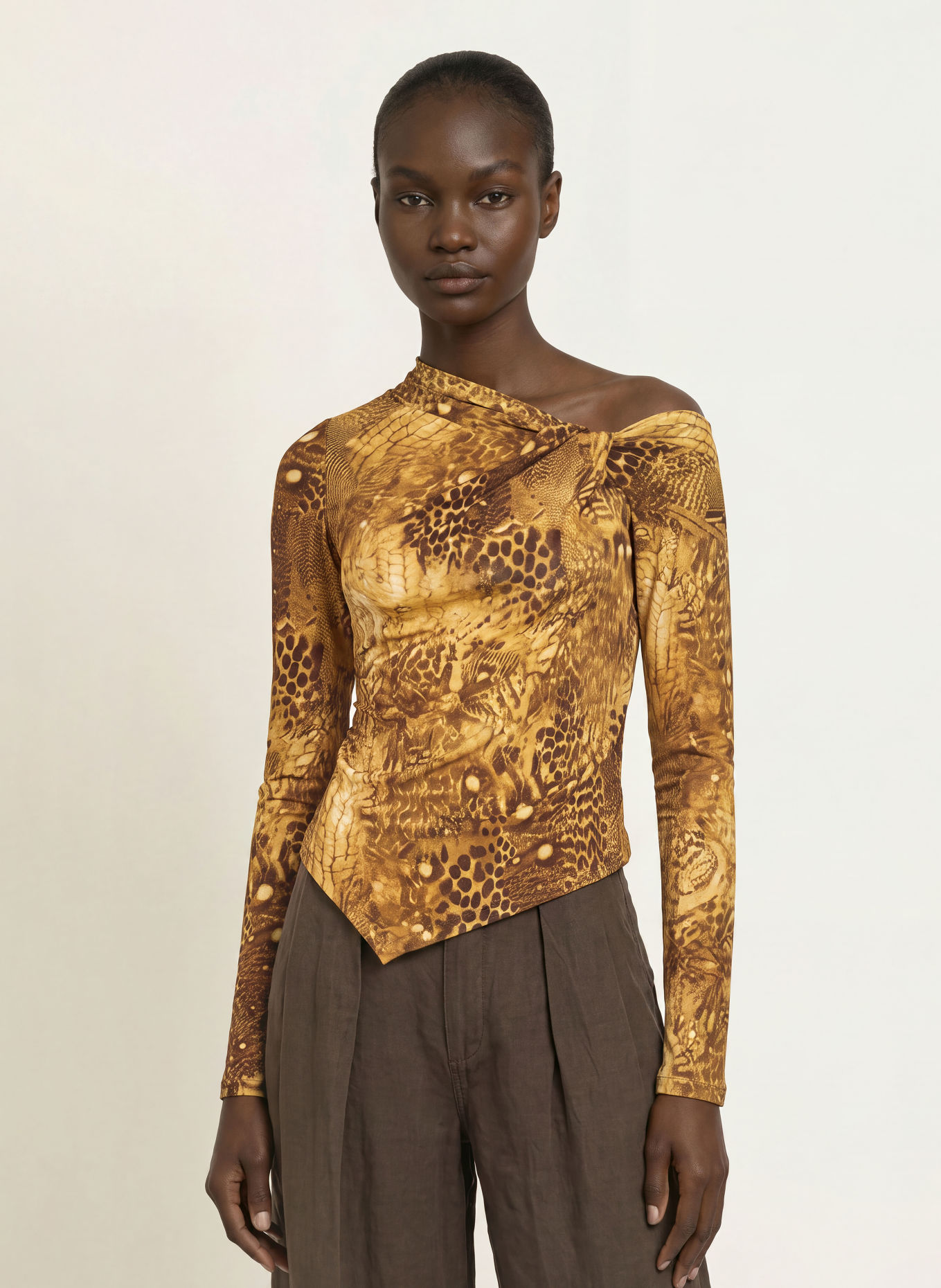 ALLSAINTS One-Shoulder-Shirt ARLIE: GOLD