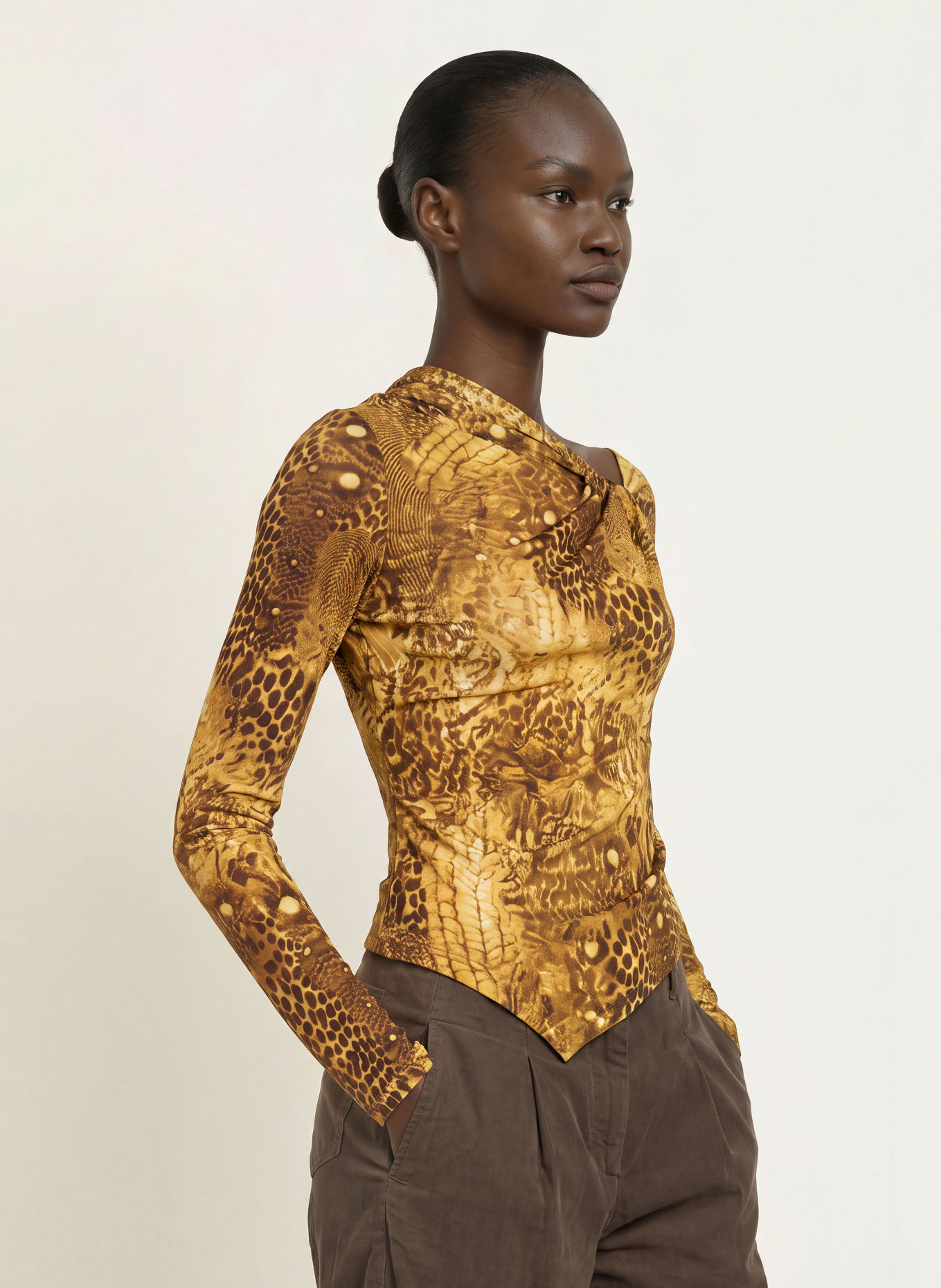 ALLSAINTS One-Shoulder-Shirt ARLIE: GOLD