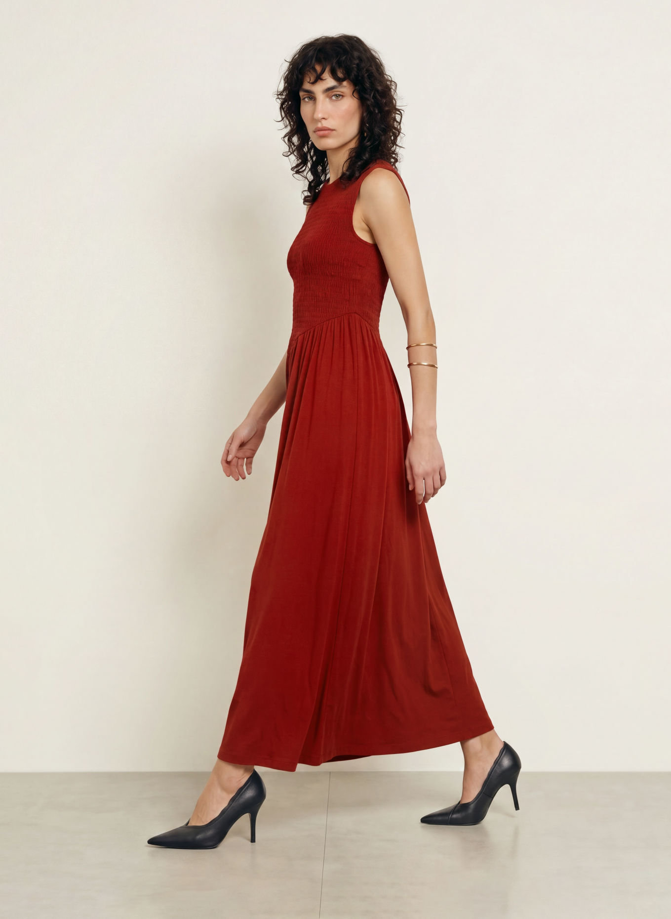 ALLSAINTS LUNA Jersey Dress: DARK RED
