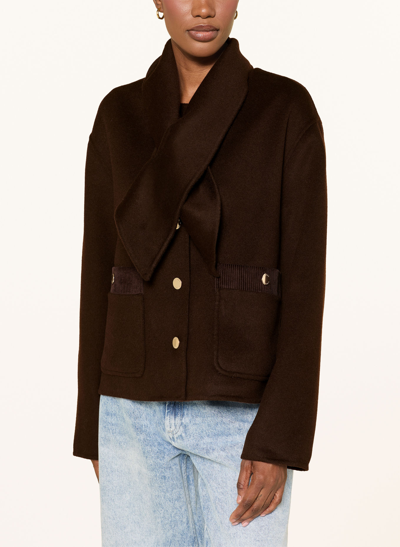 CLAUDIE PIERLOT Jacke mit abnehmbarem Schal: DUNKELBRAUN