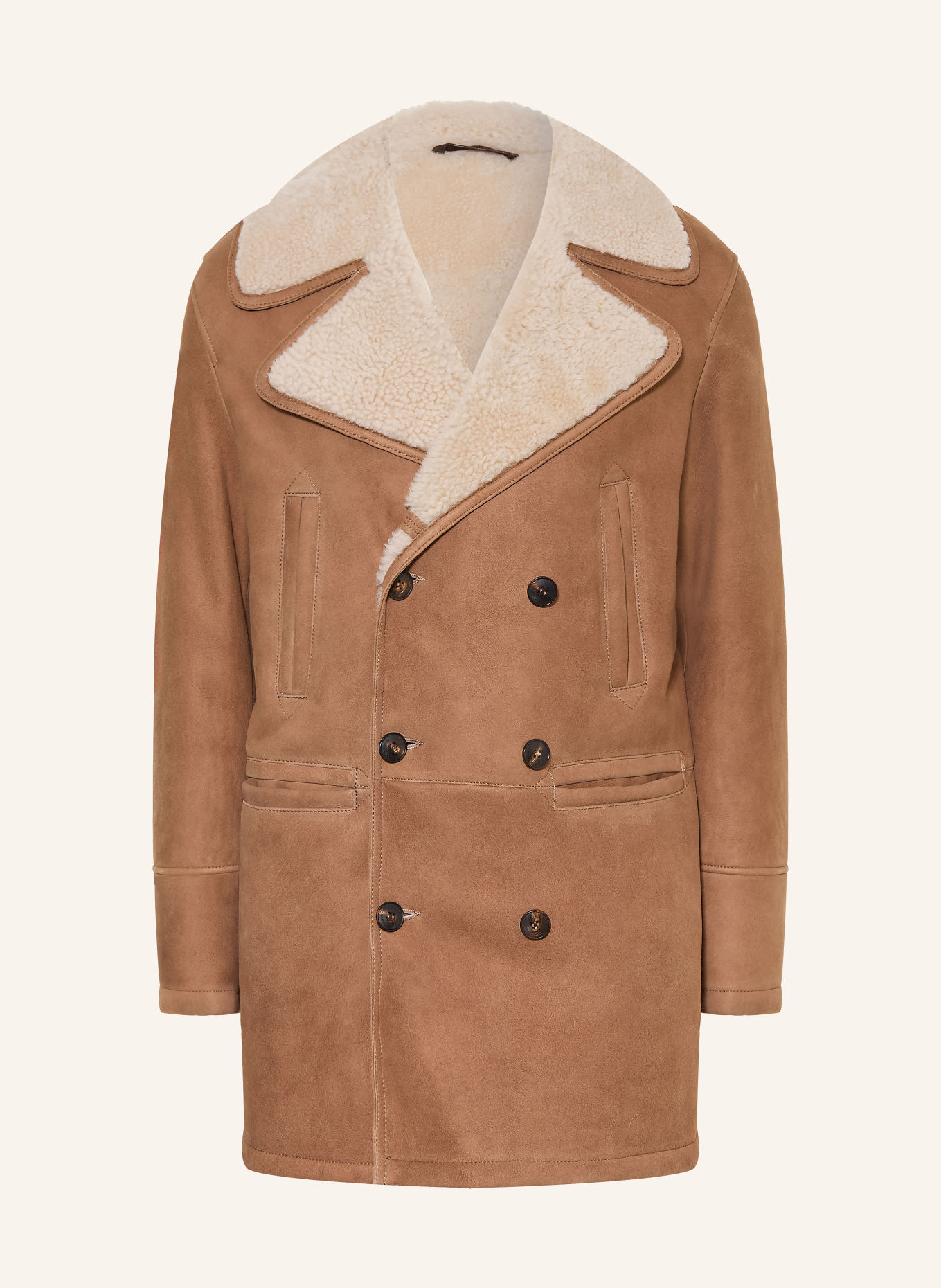 manzoni 24 Leren jas: CAMEL / CRÈME