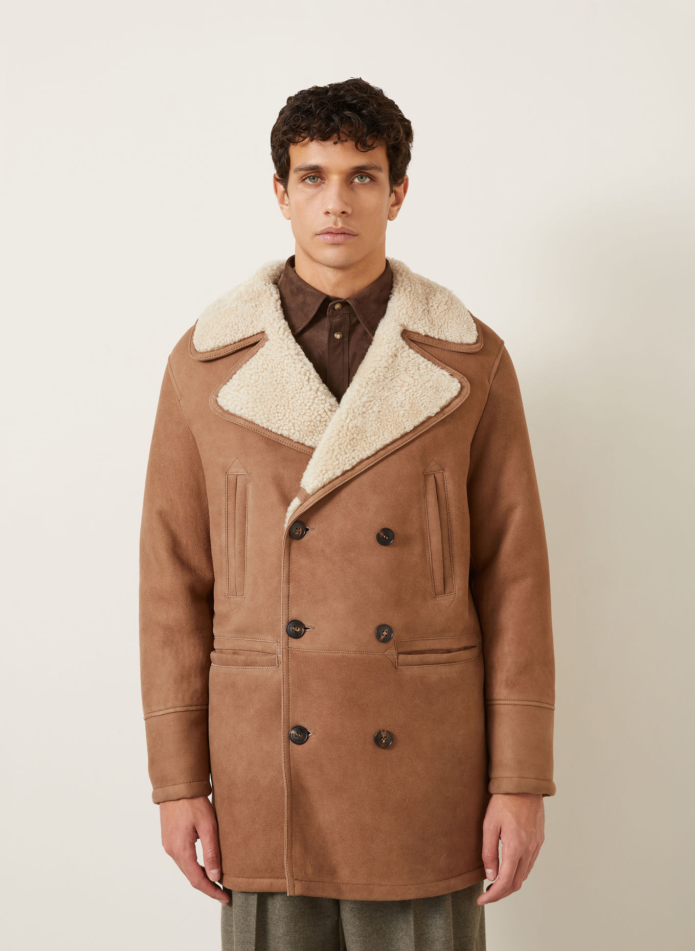 manzoni 24 Leren jas: CAMEL / CRÈME