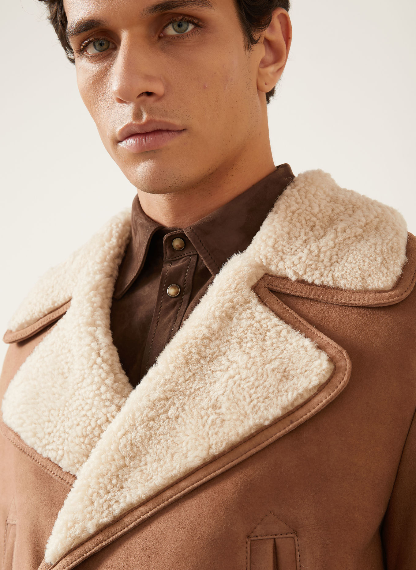 manzoni 24 Leren jas: CAMEL / CRÈME