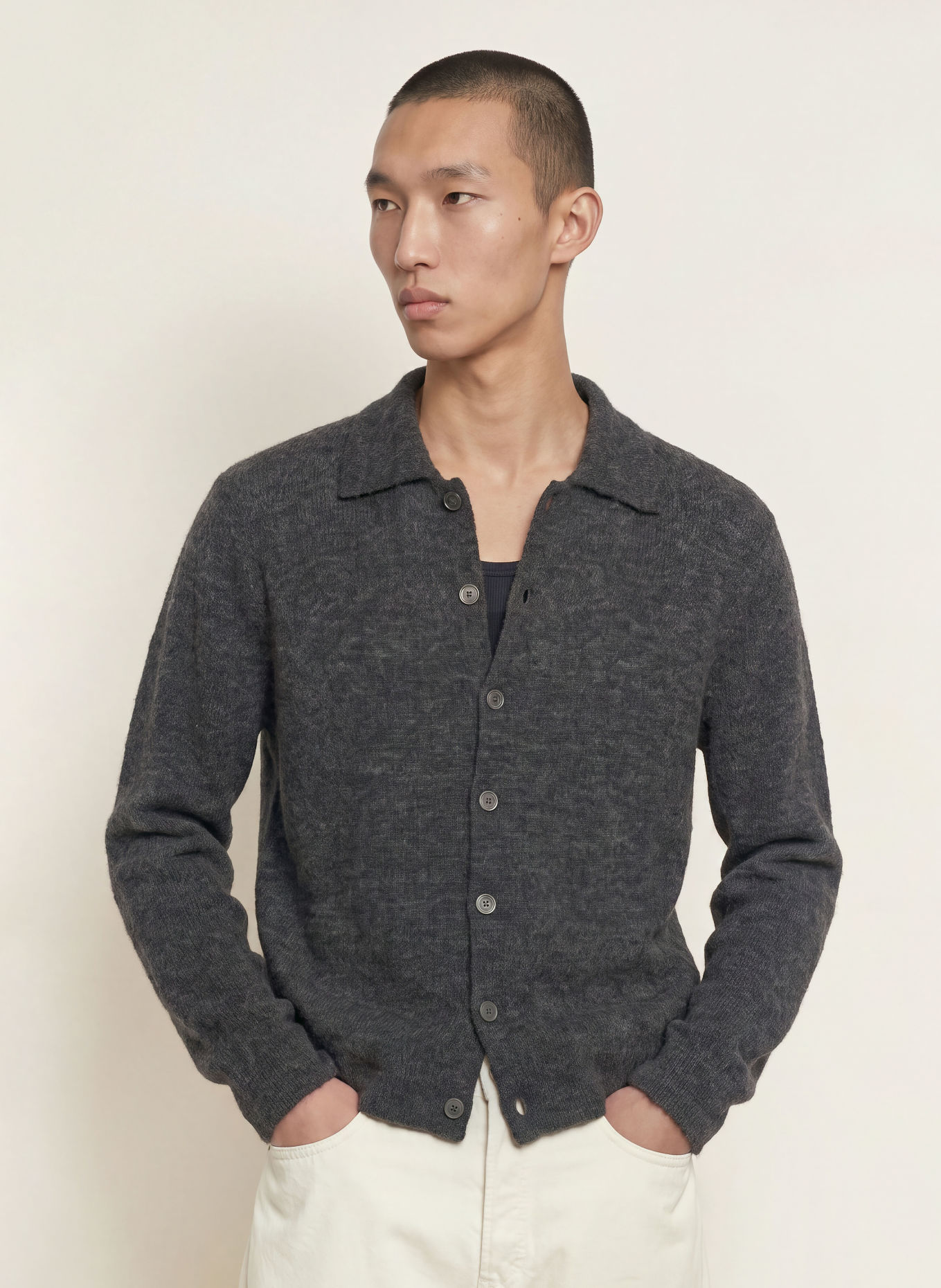 OUR LEGACY Vest met alpaca: DONKERGRIJS