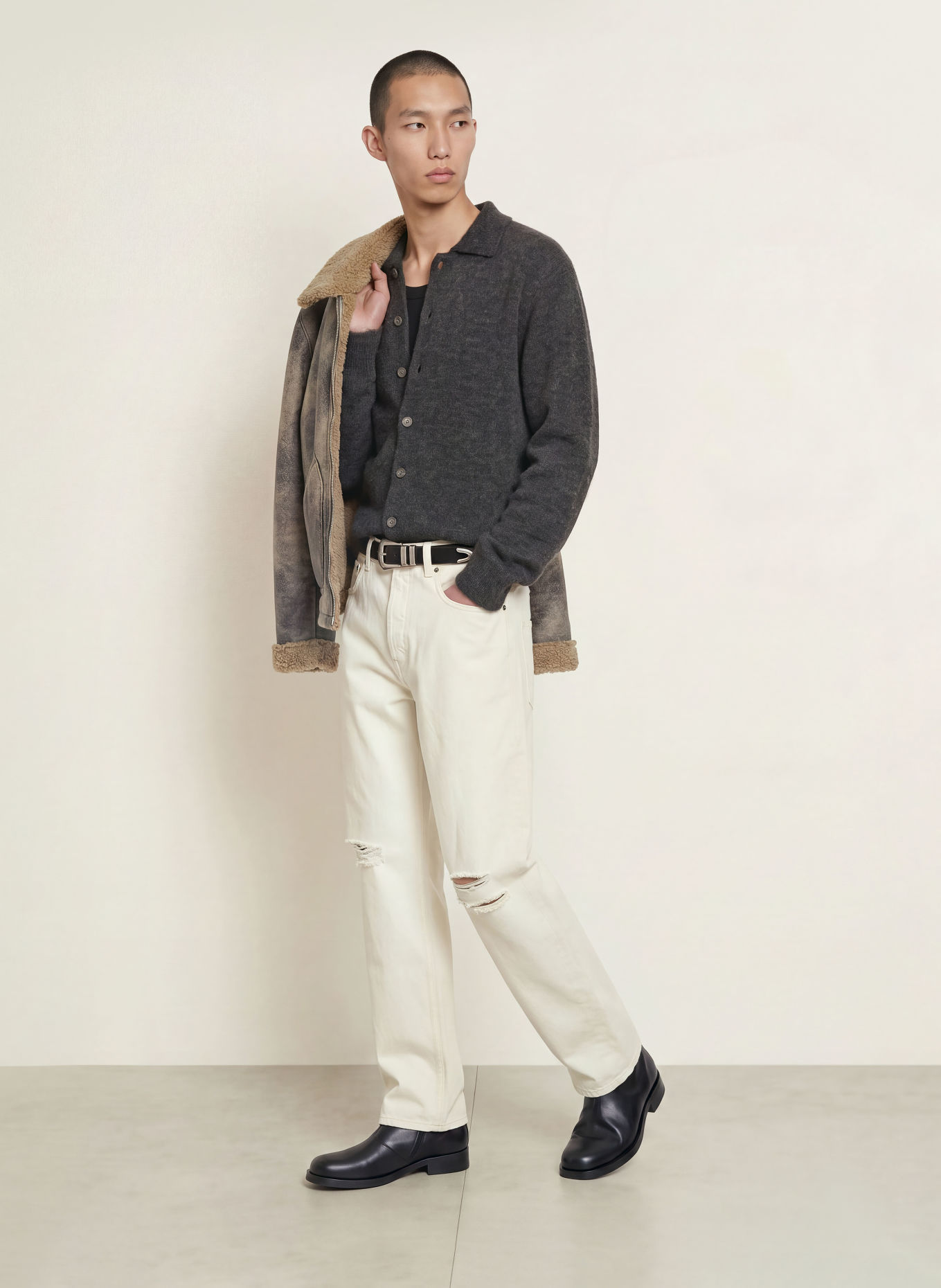OUR LEGACY Vest met alpaca: DONKERGRIJS
