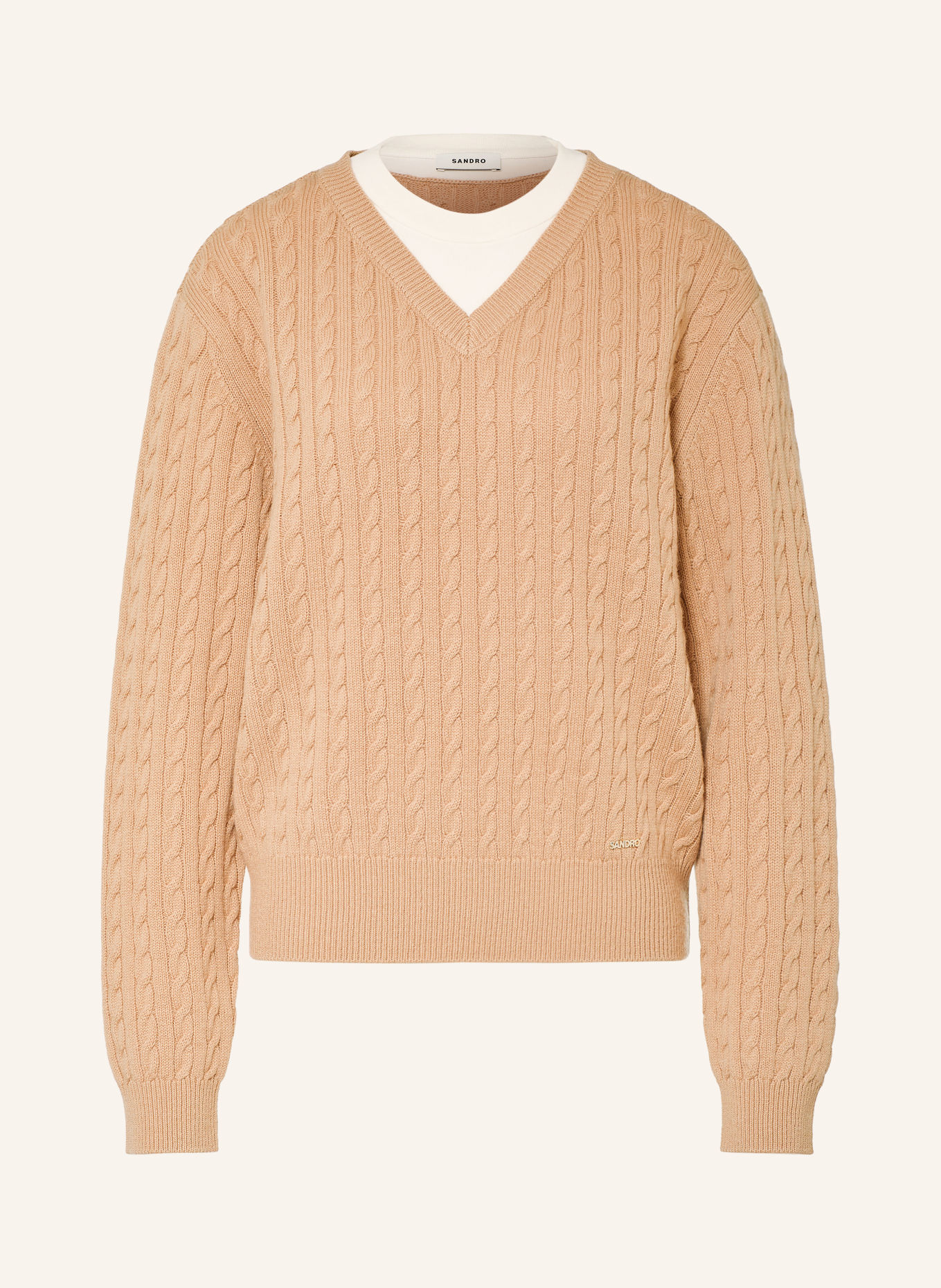 SANDRO Pullover: CAMEL / WEISS